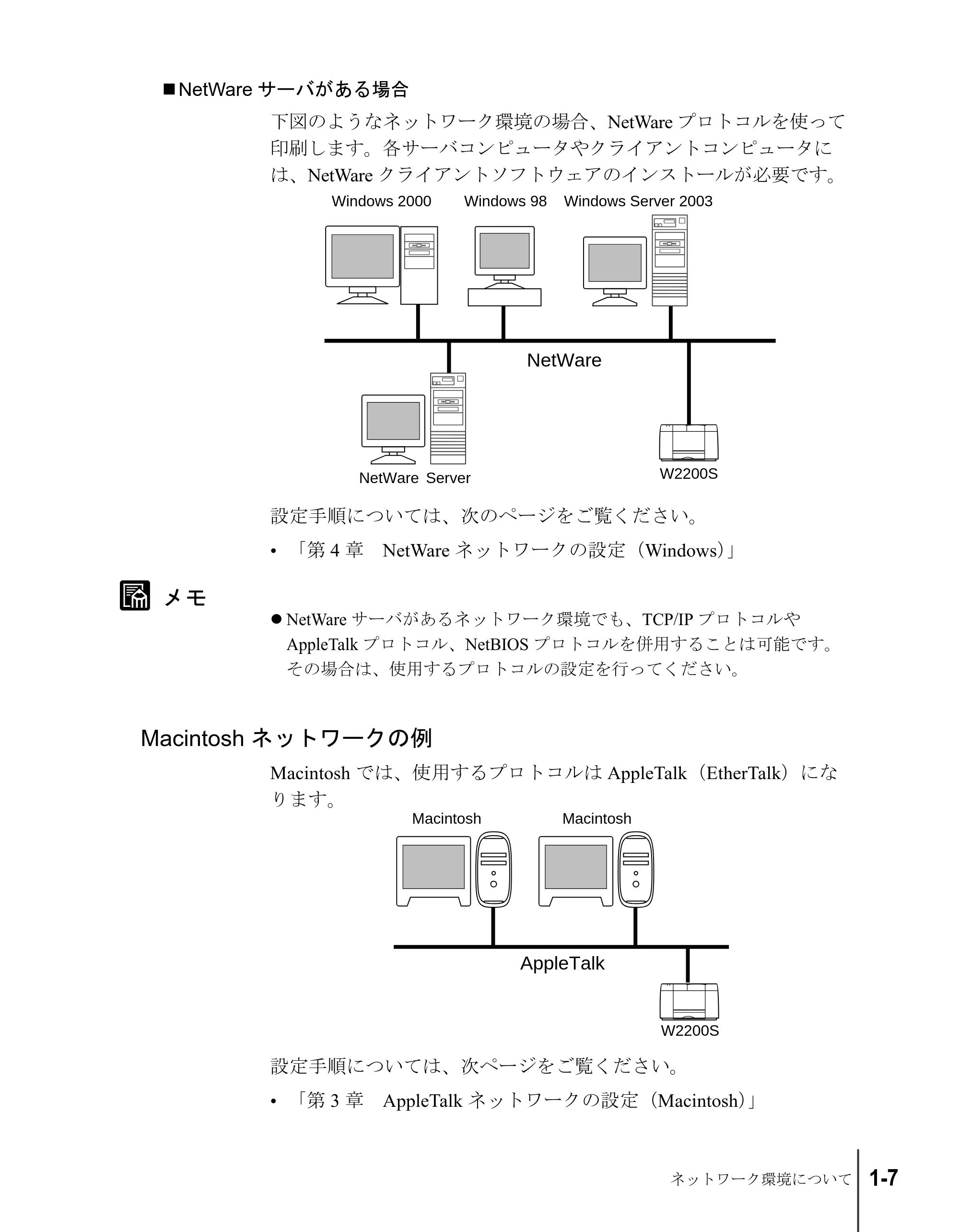 キヤノン W2200S ネットワークガイド (PDF形式/4.38Mバイト) — NetWareサーバがある場合 — 原本ページ — 17ページ