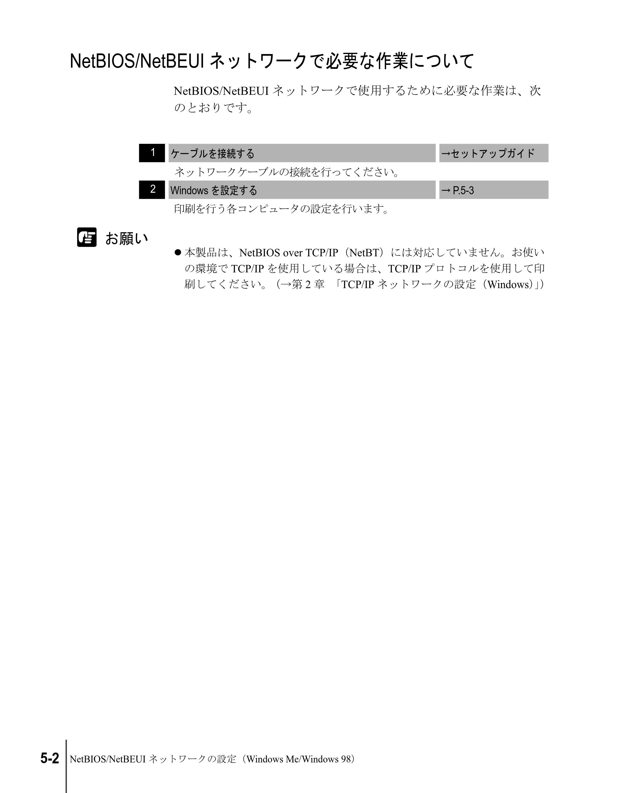キヤノン W2200S ネットワークガイド （PDF形式／4.38Mバイト） — NetBIOS/NetBEUIネットワークで必要な作業について — 原本ページ — 92ページ