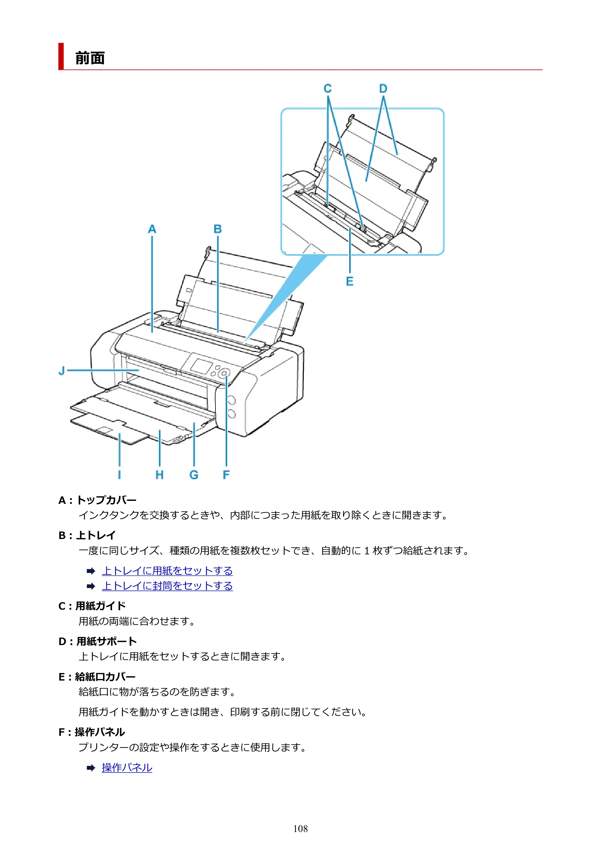 キヤノン PIXUS PRO-S1 オンラインマニュアル PDF版 （Windows版） 2022年3月3日掲載（PDF：14.0MB） — 前面 — 原本ページ — 108ページ