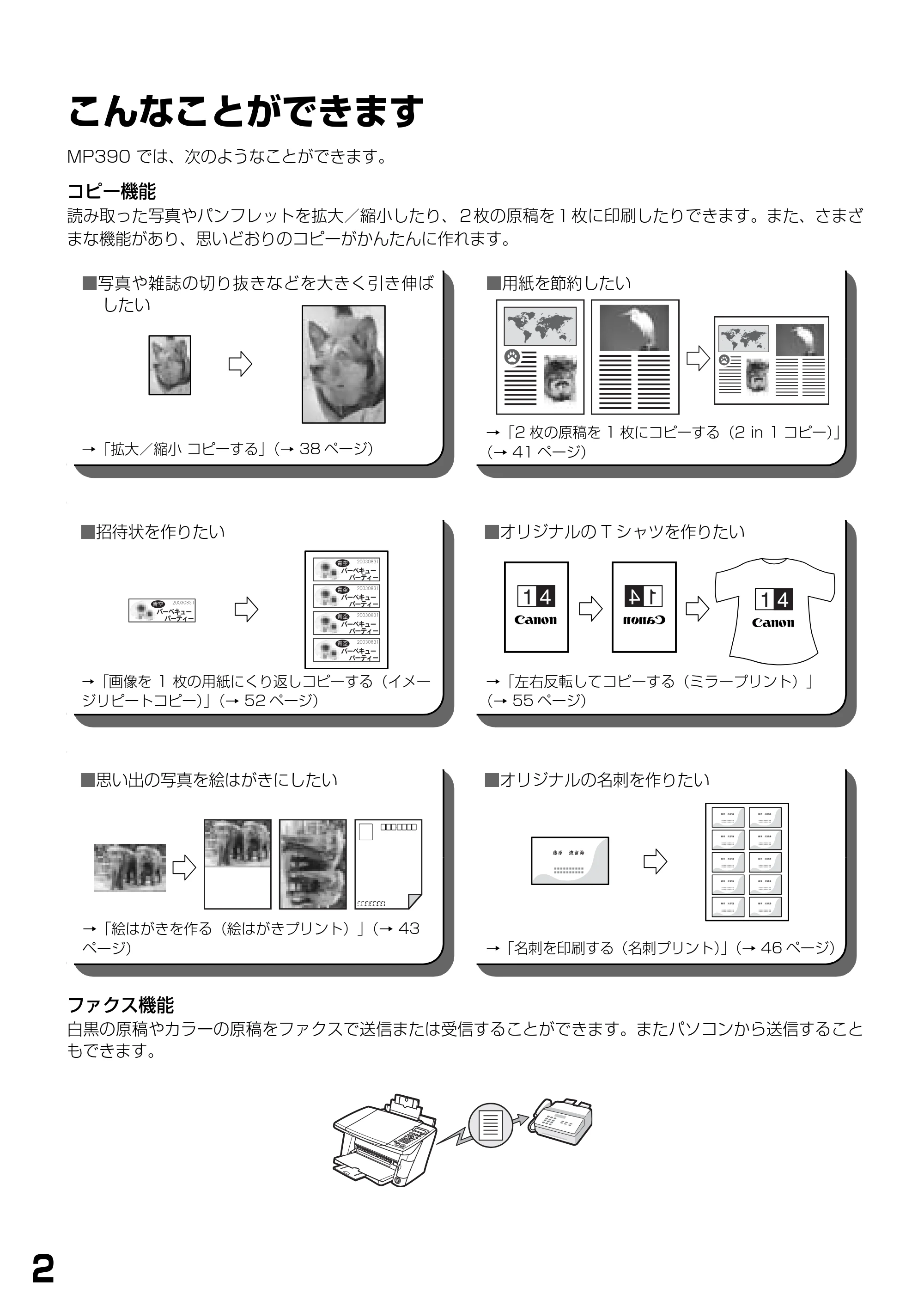 キヤノン PIXUS MP390 基本操作ガイド （PDF形式／5.39Mバイト） — こんなことができます — 原本ページ — 4ページ