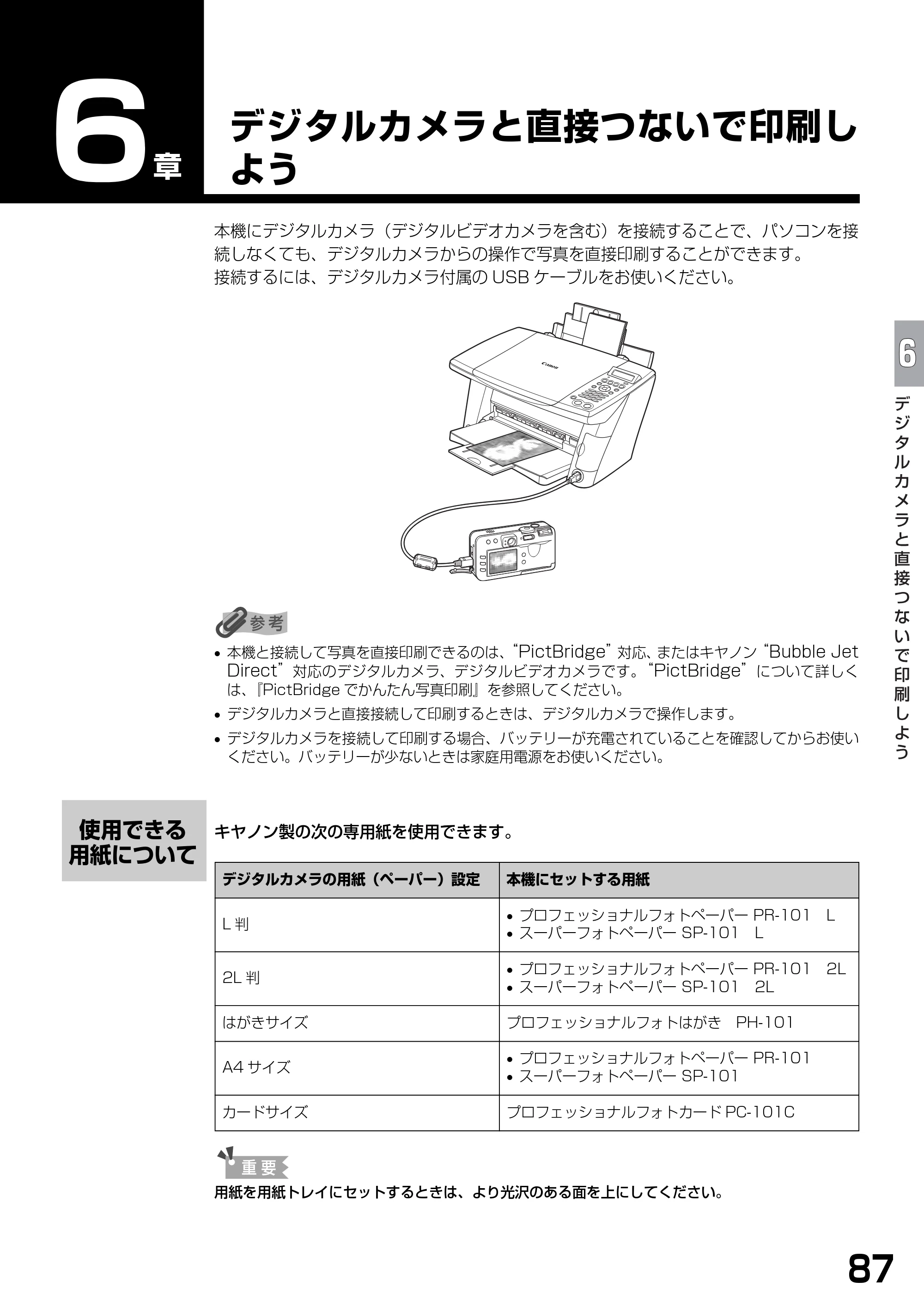 キヤノン PIXUS MP390 基本操作ガイド （PDF形式／5.39Mバイト） — デジタルカメラと直接つないで印刷しよう — 原本ページ — 89ページ