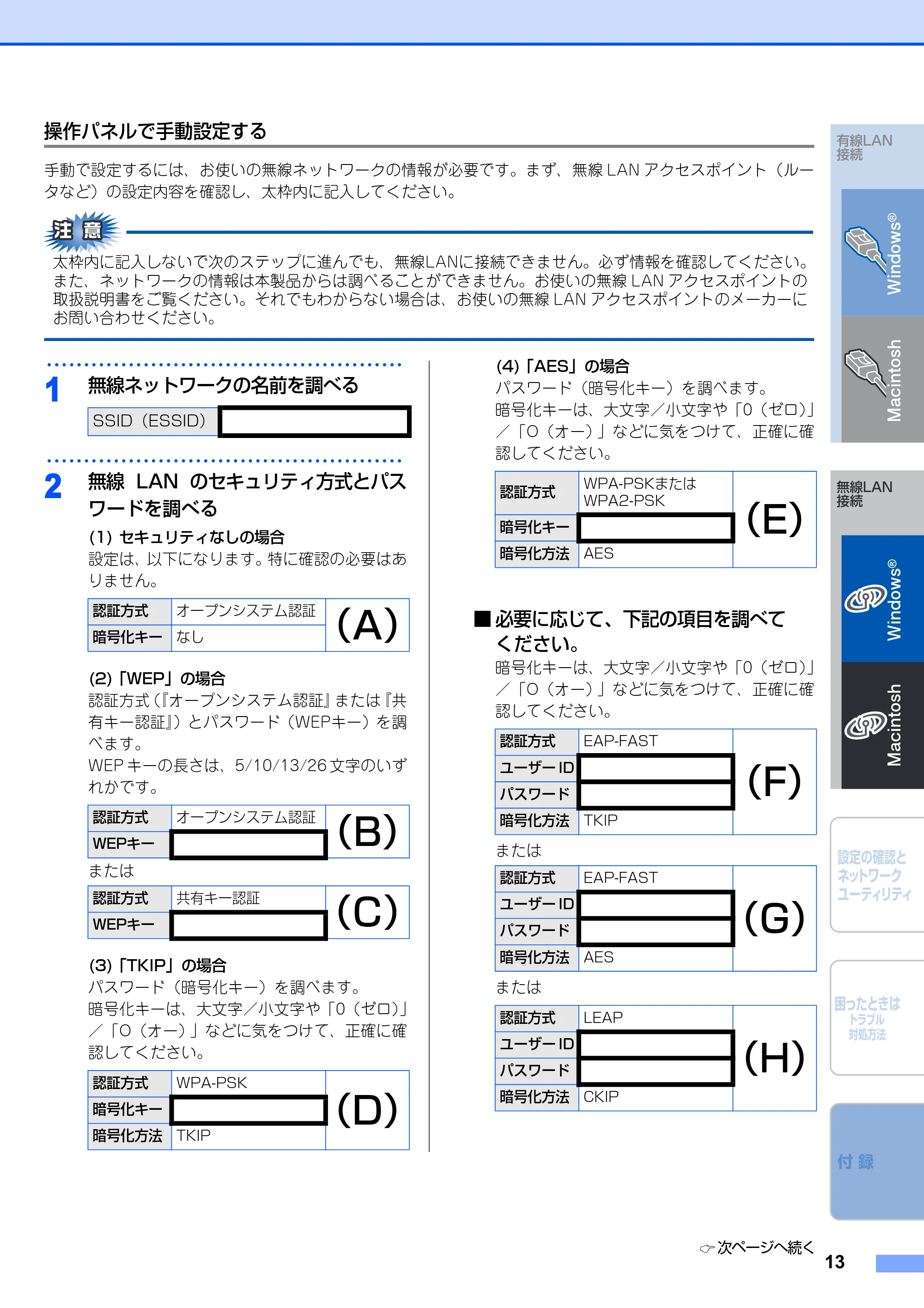ブラザー MFC-8380DN / MFC-8890DW かんたん設置ガイド ～ネットワーク編～ — 操作パネルで手動設定する — 原本ページ — 15ページ