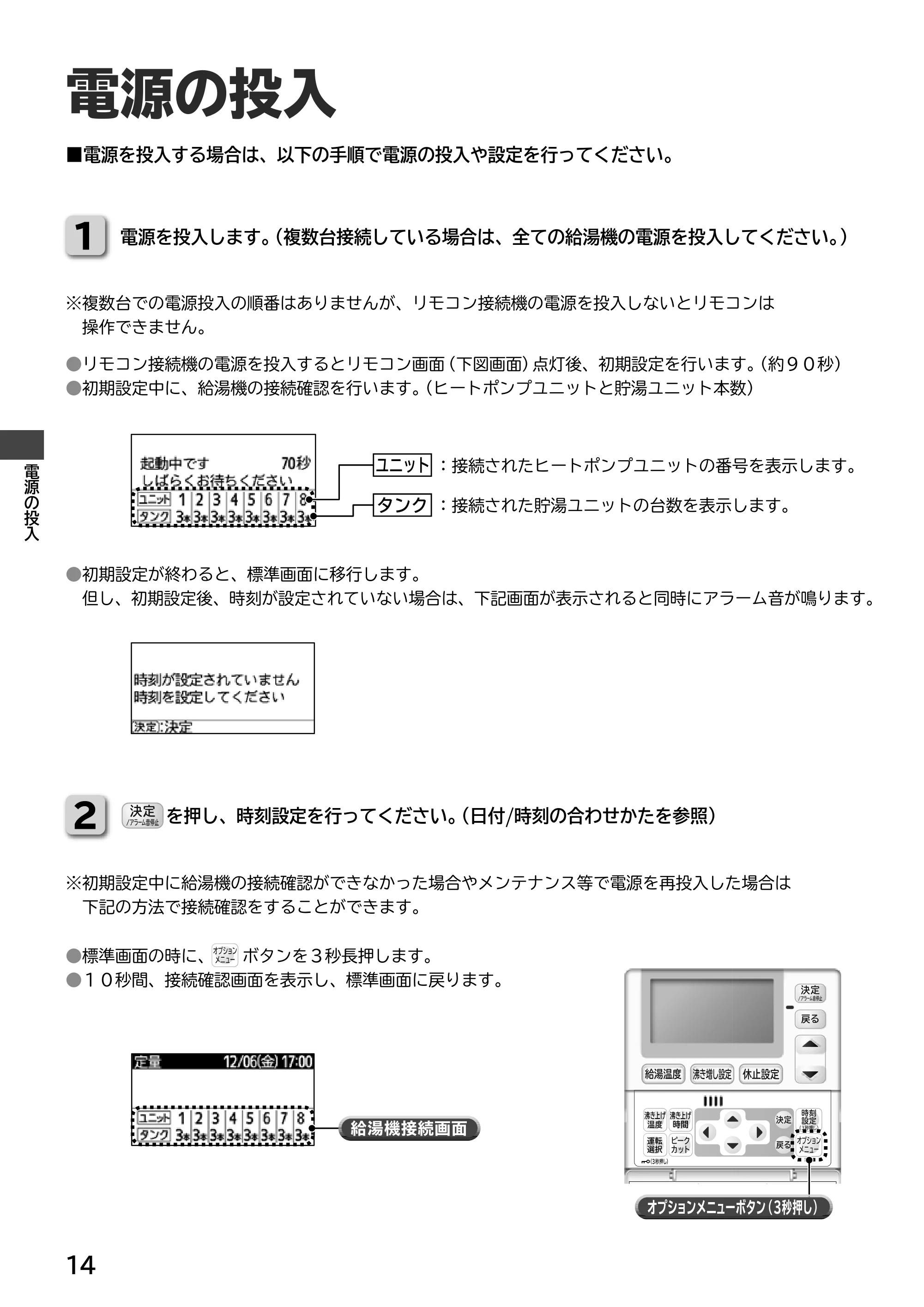 日立 RHK-15ED / RHK-15EDK 取扱説明書 — 電源の投入 — 原本ページ — 14ページ