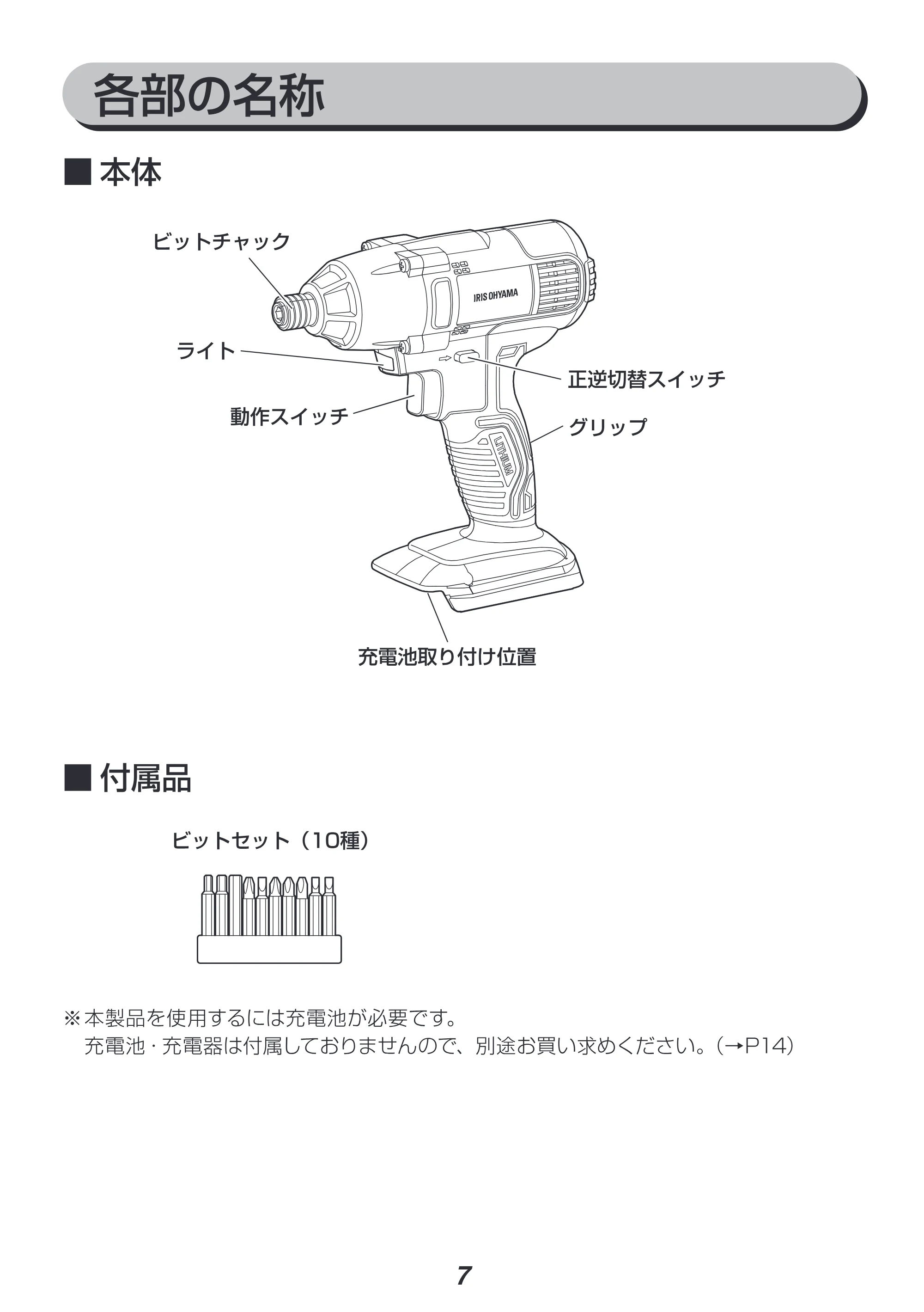 アイリスオーヤマ JID160-Z 取扱説明書 — 原本ページ — 7ページ