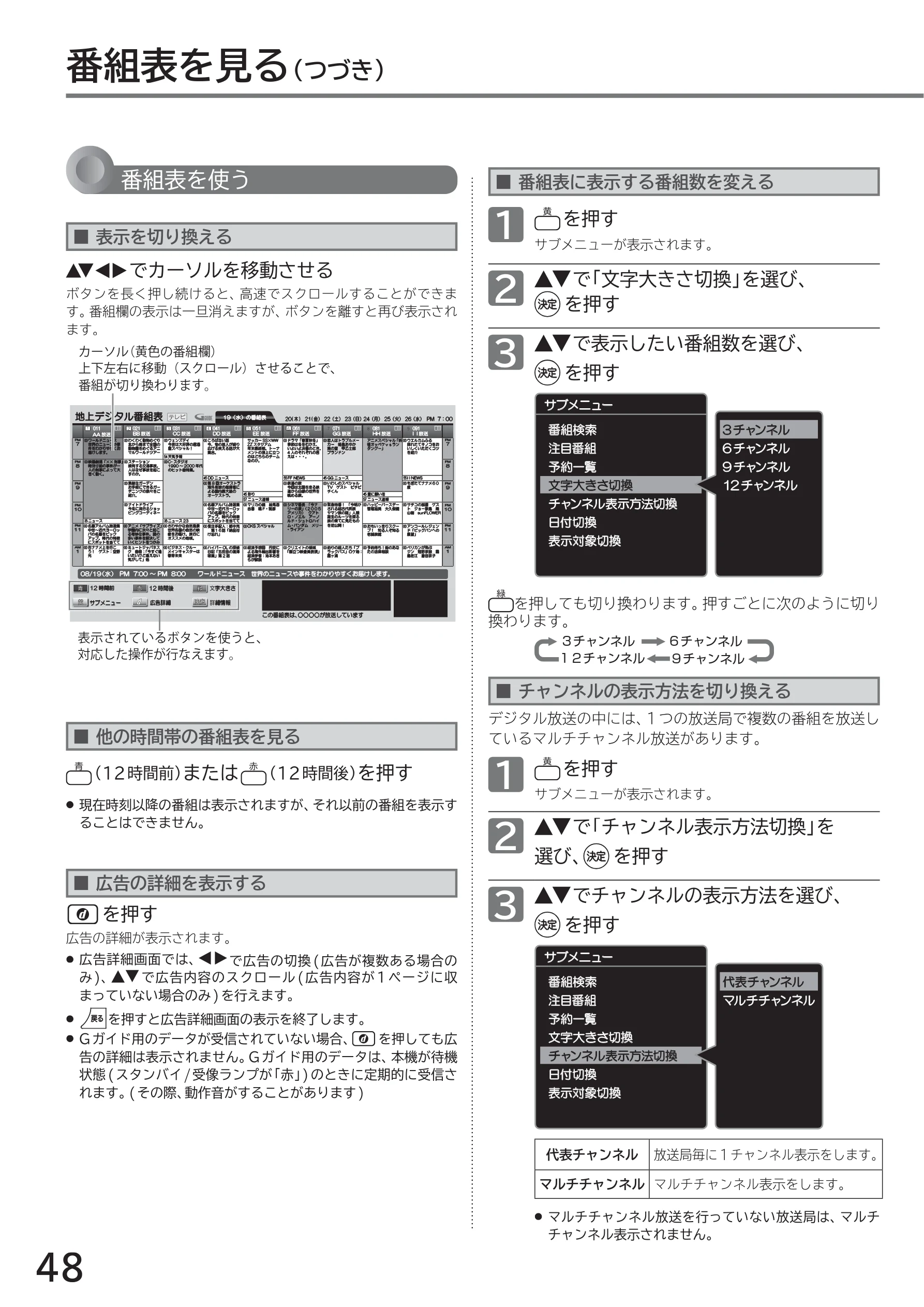 日立 L40-A5 / L32-A5 / L24-A5 取扱説明書 — 番組表を見る (つづき) — 図版 48-1 — 48ページ