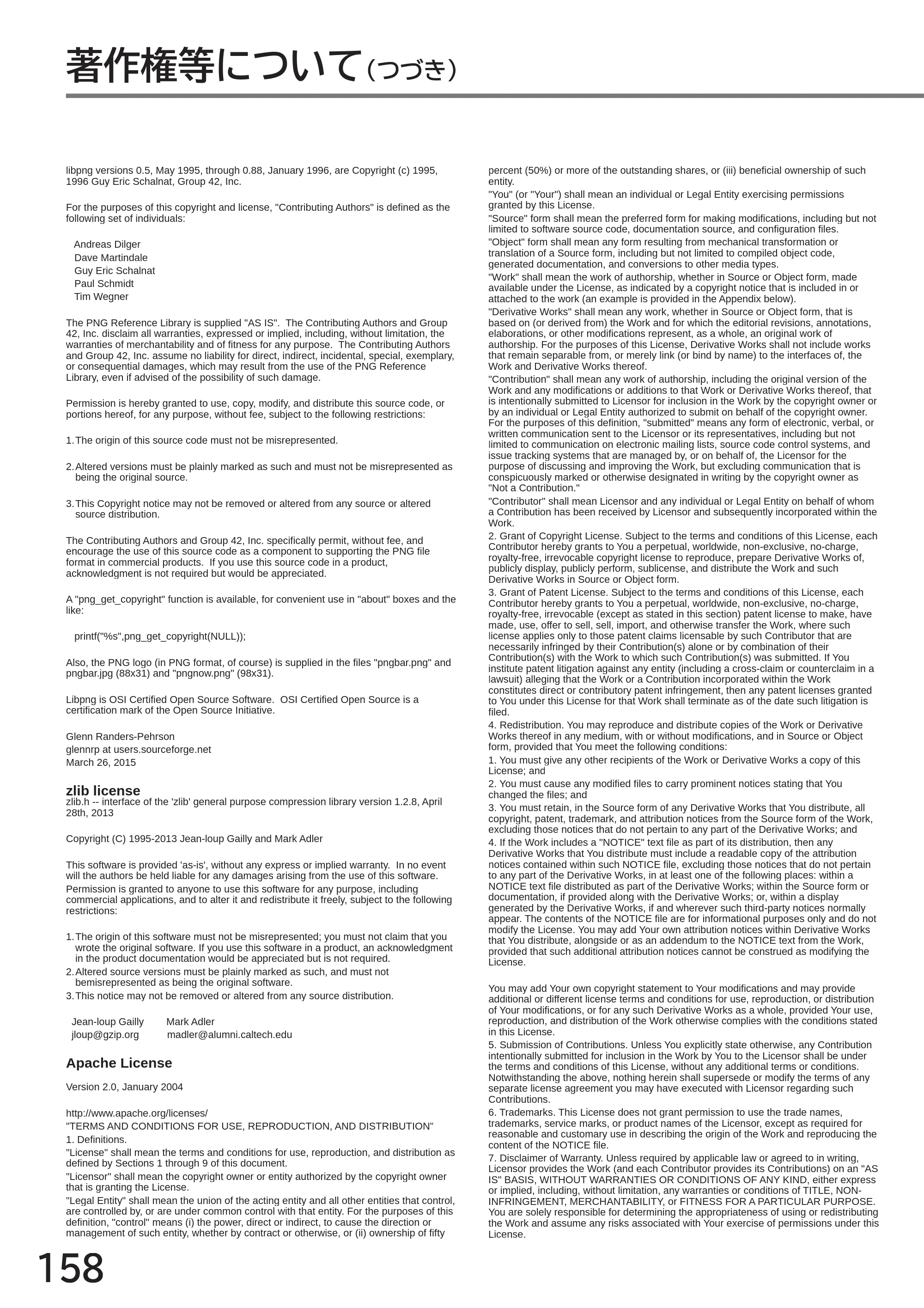 日立 L40-A5 / L32-A5 / L24-A5 取扱説明書 — 著作権等について（つづき） — 原本ページ — 158ページ