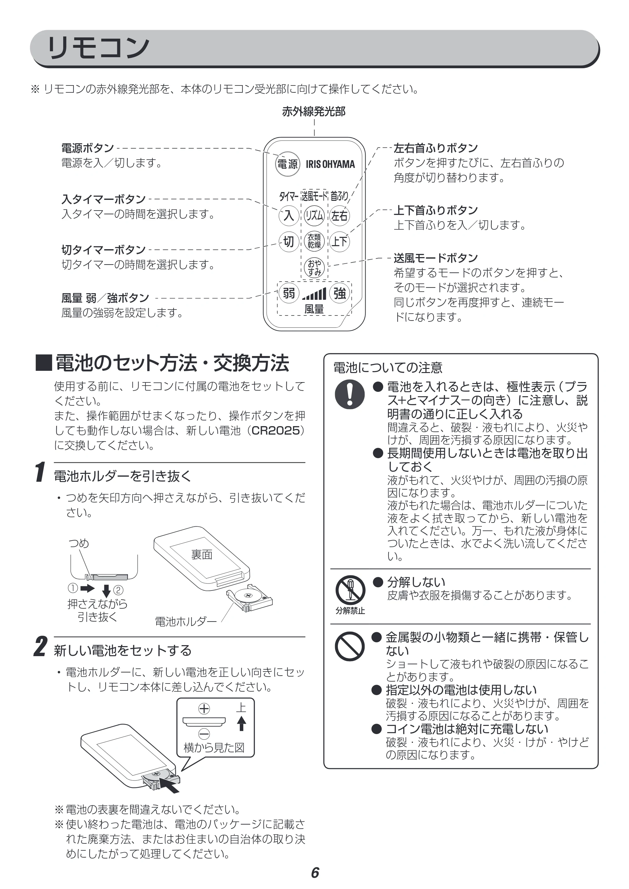 アイリスオーヤマ KSF-DC151T 取扱説明書 — 原本ページ — 6ページ