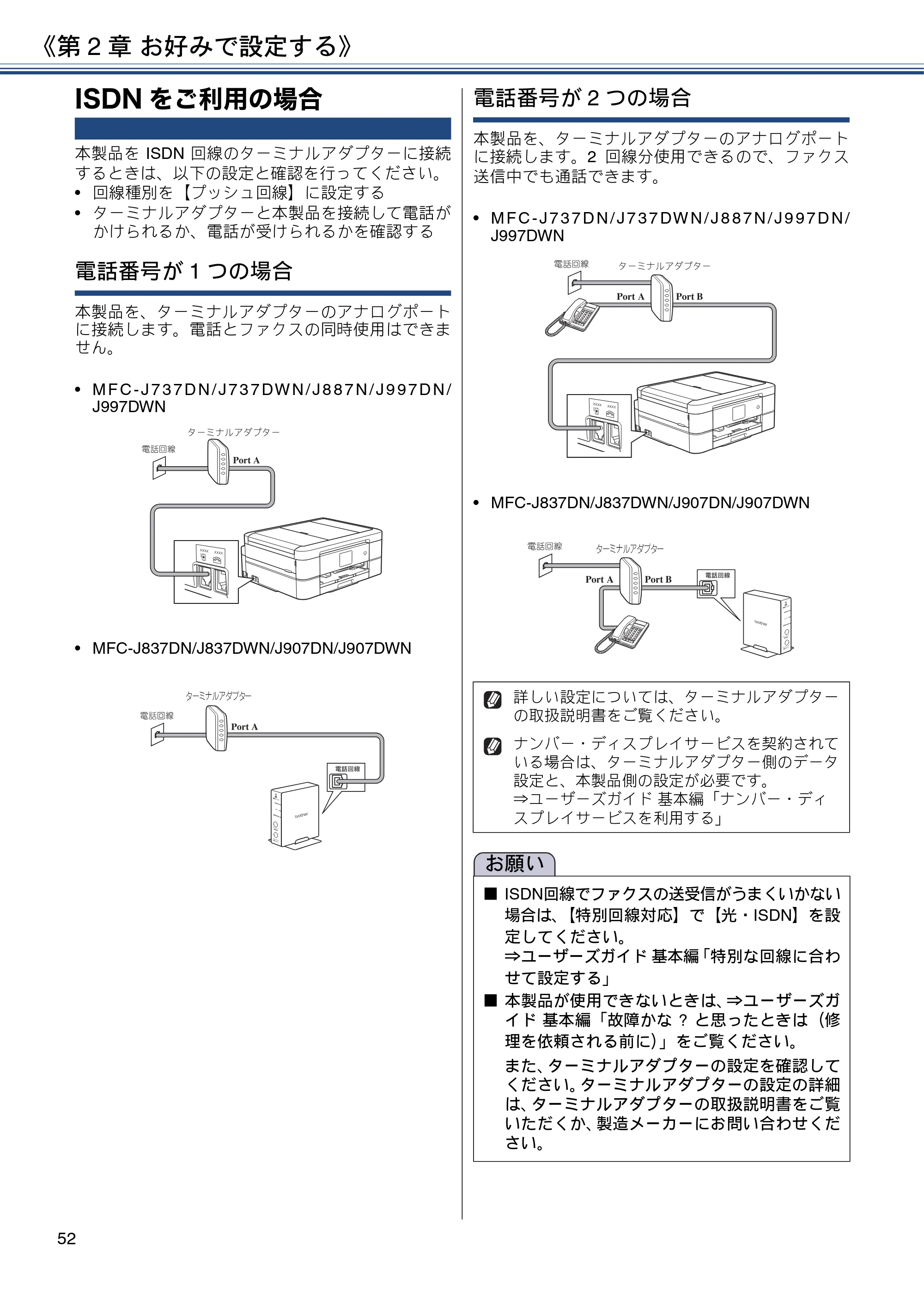 ブラザー DCP-J567N / DCP-J767N / DCP-J968N-B/W ユーザーズガイド ～応用編～ — ISDNをご利用の場合 — 原本ページ — 52ページ