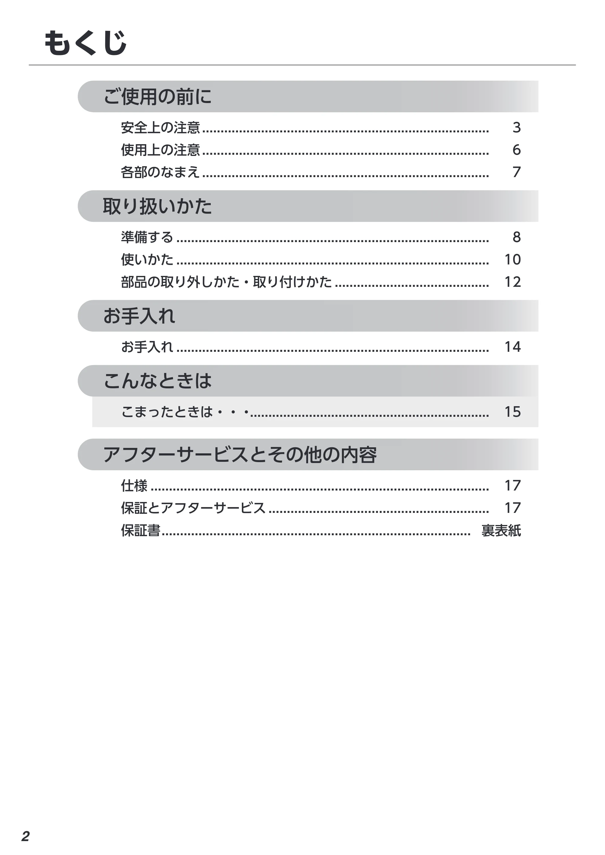 アイリスオーヤマ IUSN-8A 取扱説明書 — もくじ — 原本ページ — 2ページ