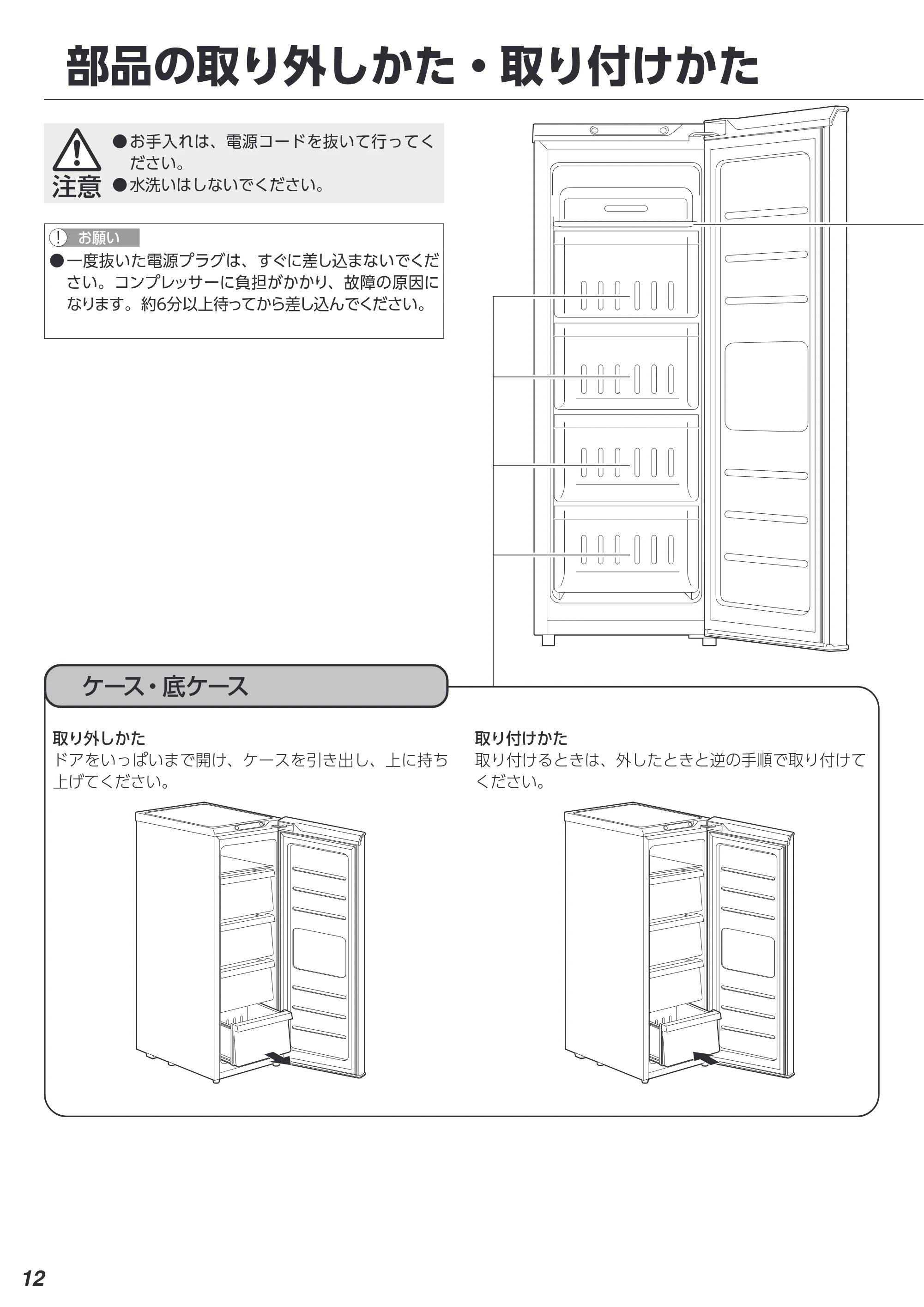 アイリスオーヤマ IUSN-8A 取扱説明書 — 部品の取り外しかた・取り付けかた — 原本ページ — 12ページ