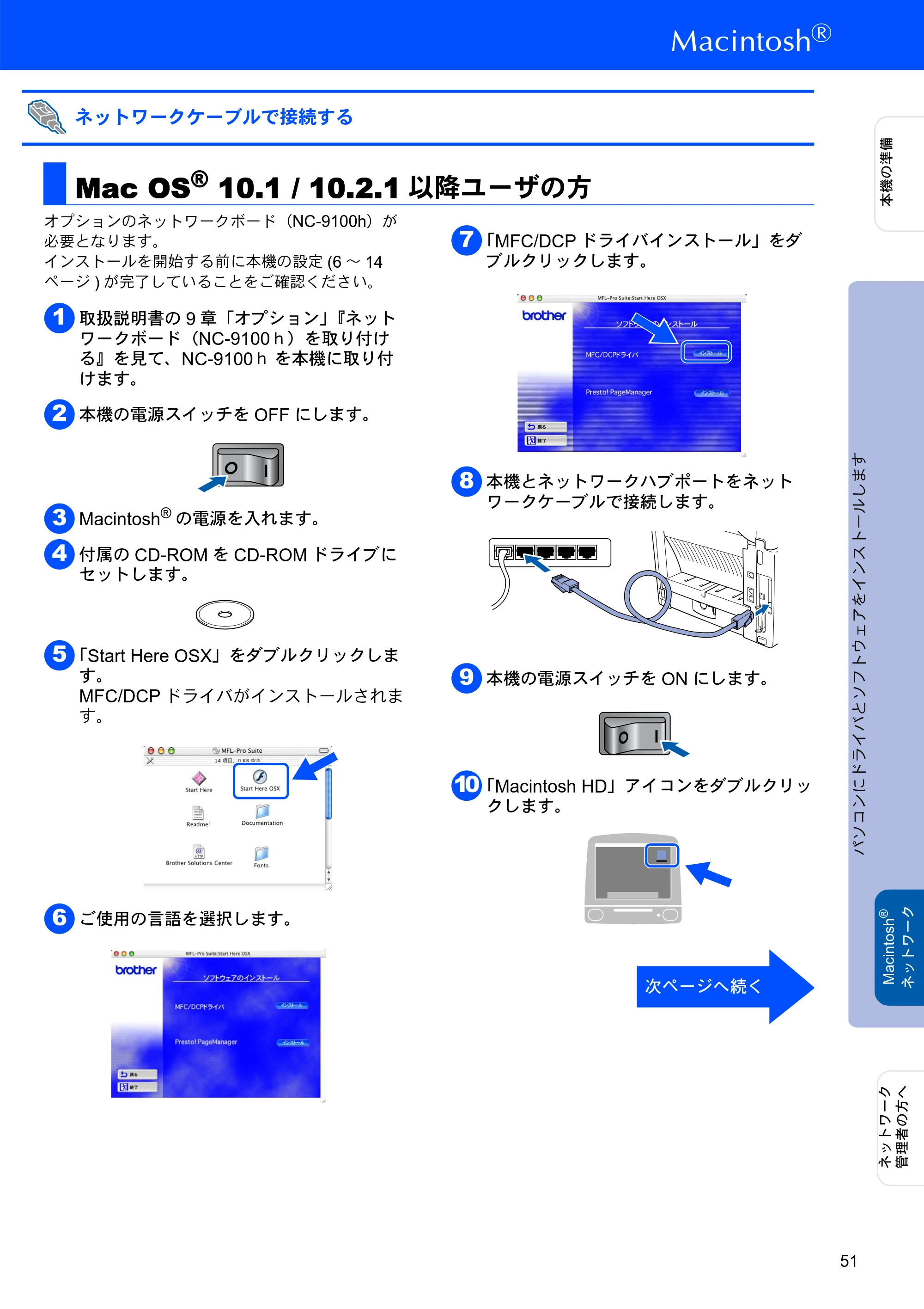 ブラザー MFC-8820J かんたん設置ガイド — Mac OS(R) 10.1 / 10.2.1以降ユーザの方 — 原本ページ — 51ページ