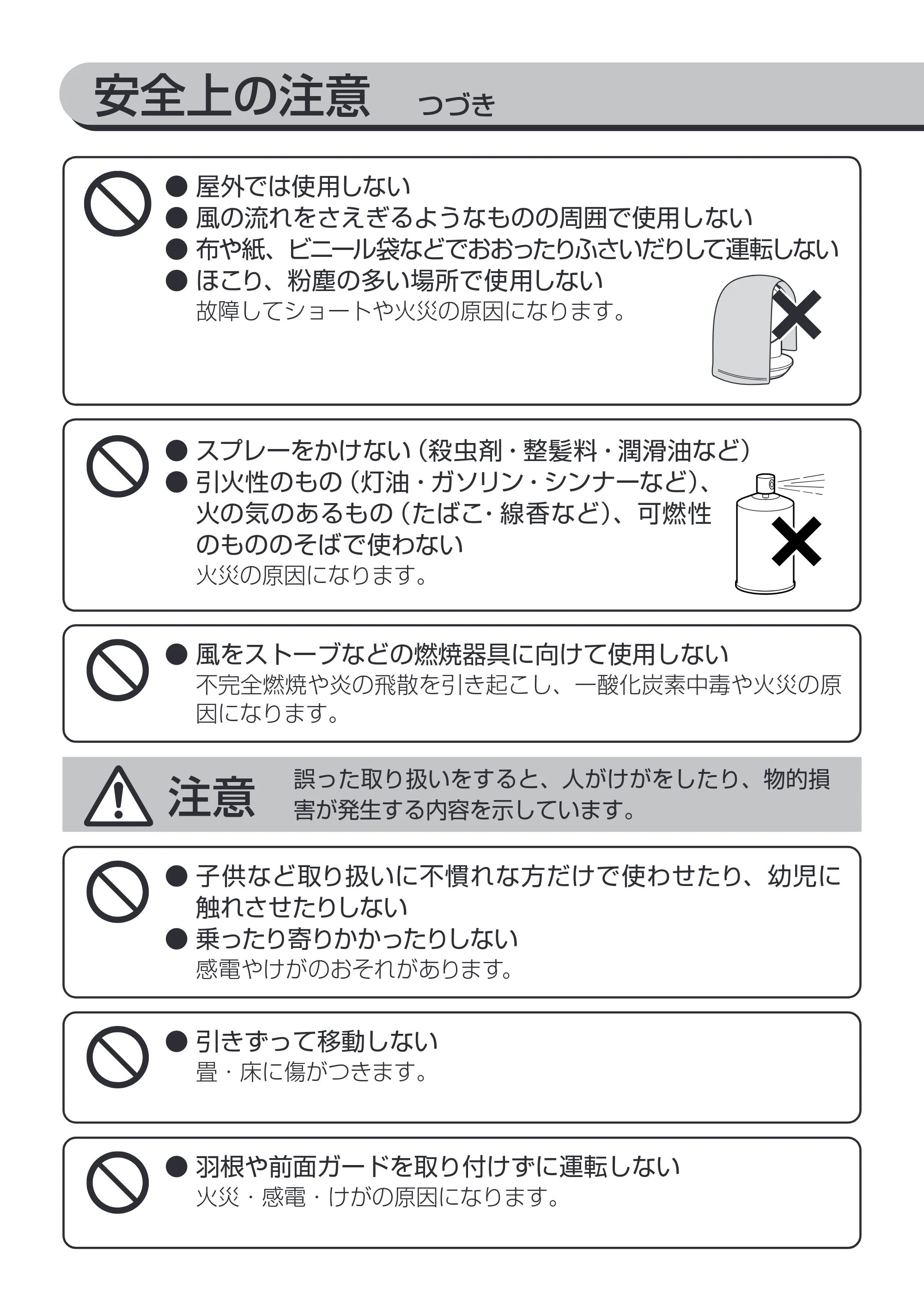 アイリスオーヤマ PCF-SM122 取扱説明書 — 安全上の注意 つづき — 原本ページ — 4ページ