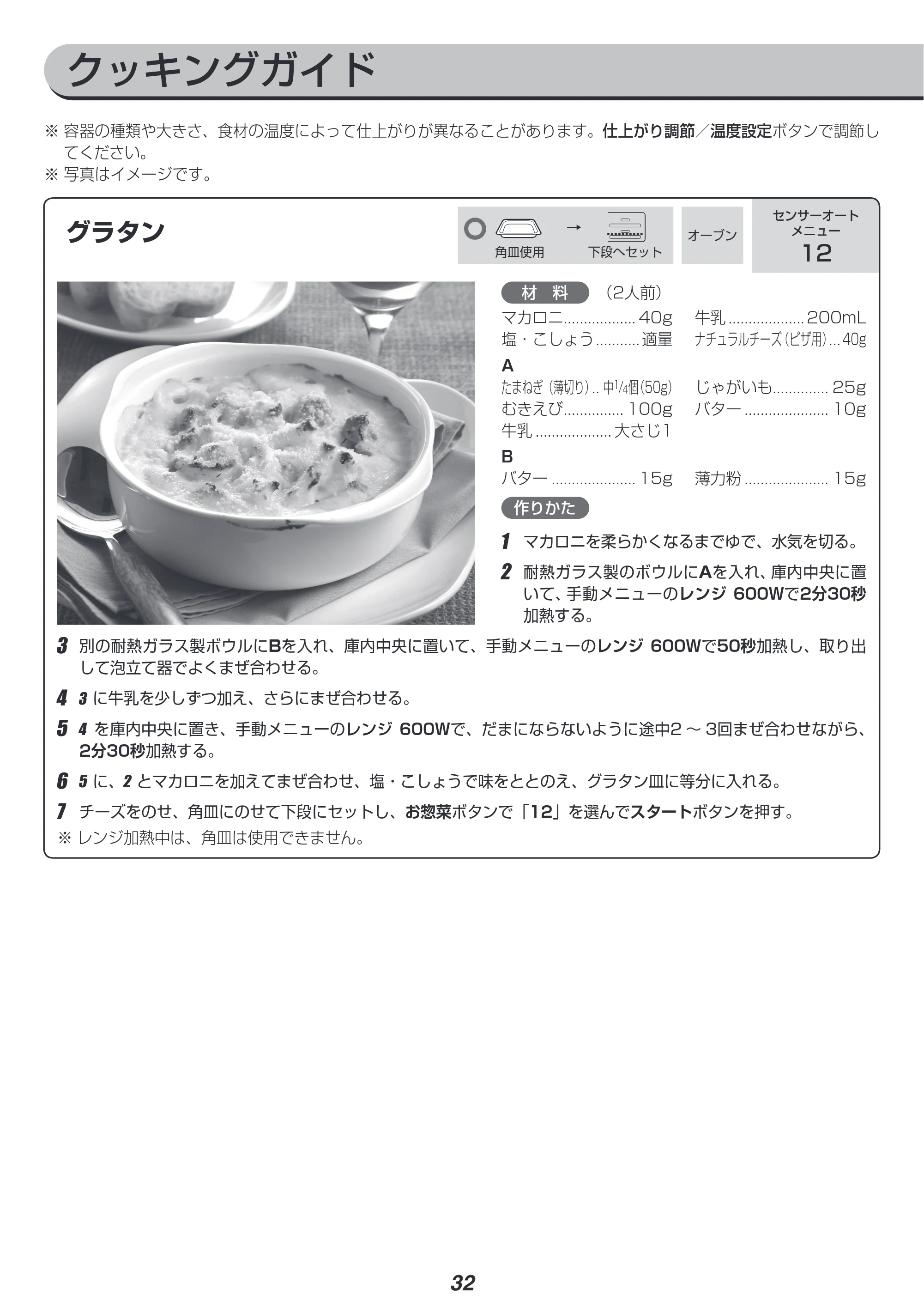 アイリスオーヤマ MO-FS2 取扱説明書 — クッキングガイド — 原本ページ — 32ページ