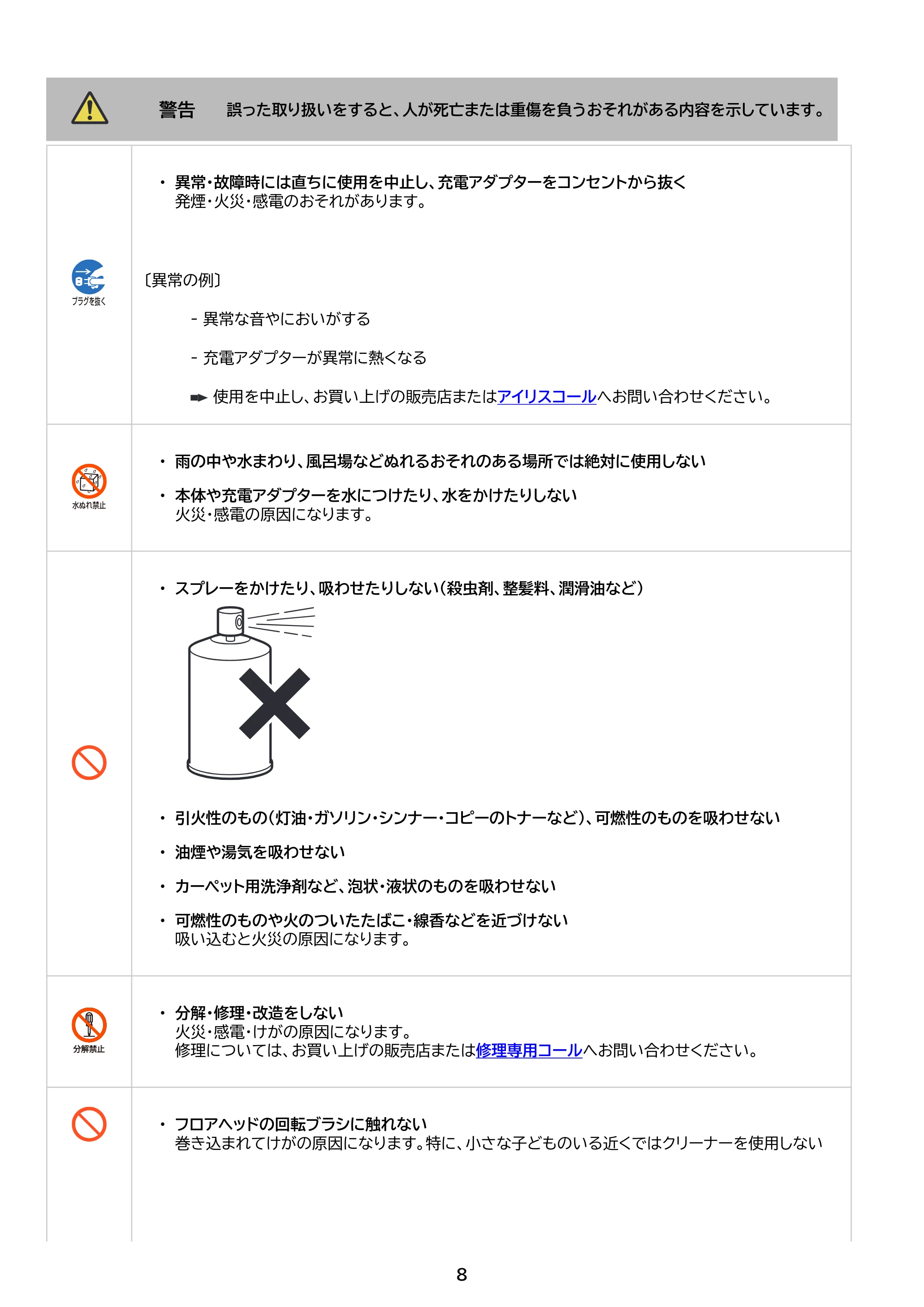 アイリスオーヤマ SCD-210P 取扱説明書 — 原本ページ — 8ページ