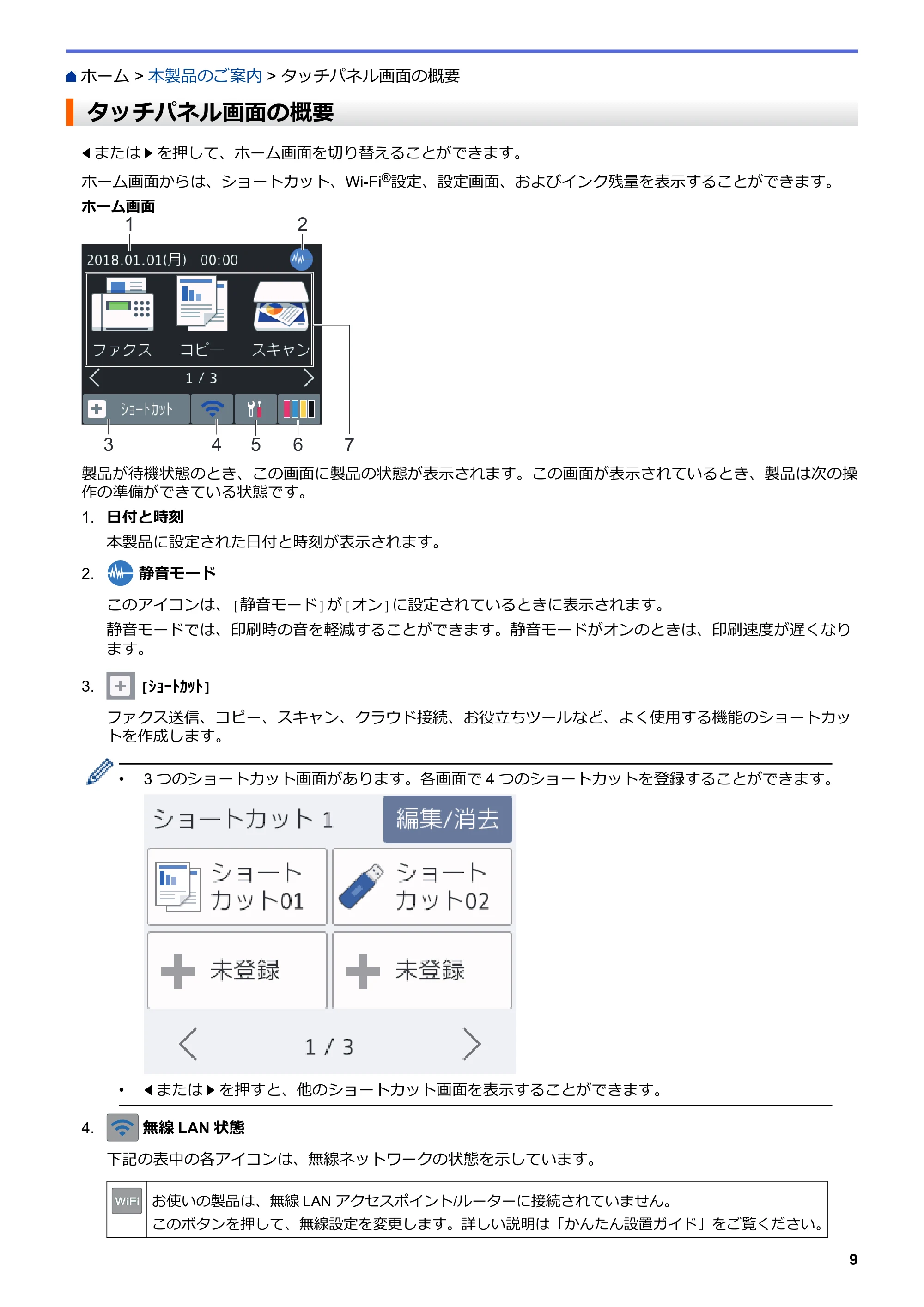 ブラザー MFC-J5630CDW オンラインユーザーズガイド(印刷用) — タッチパネル画面の概要 — 原本ページ — 16ページ