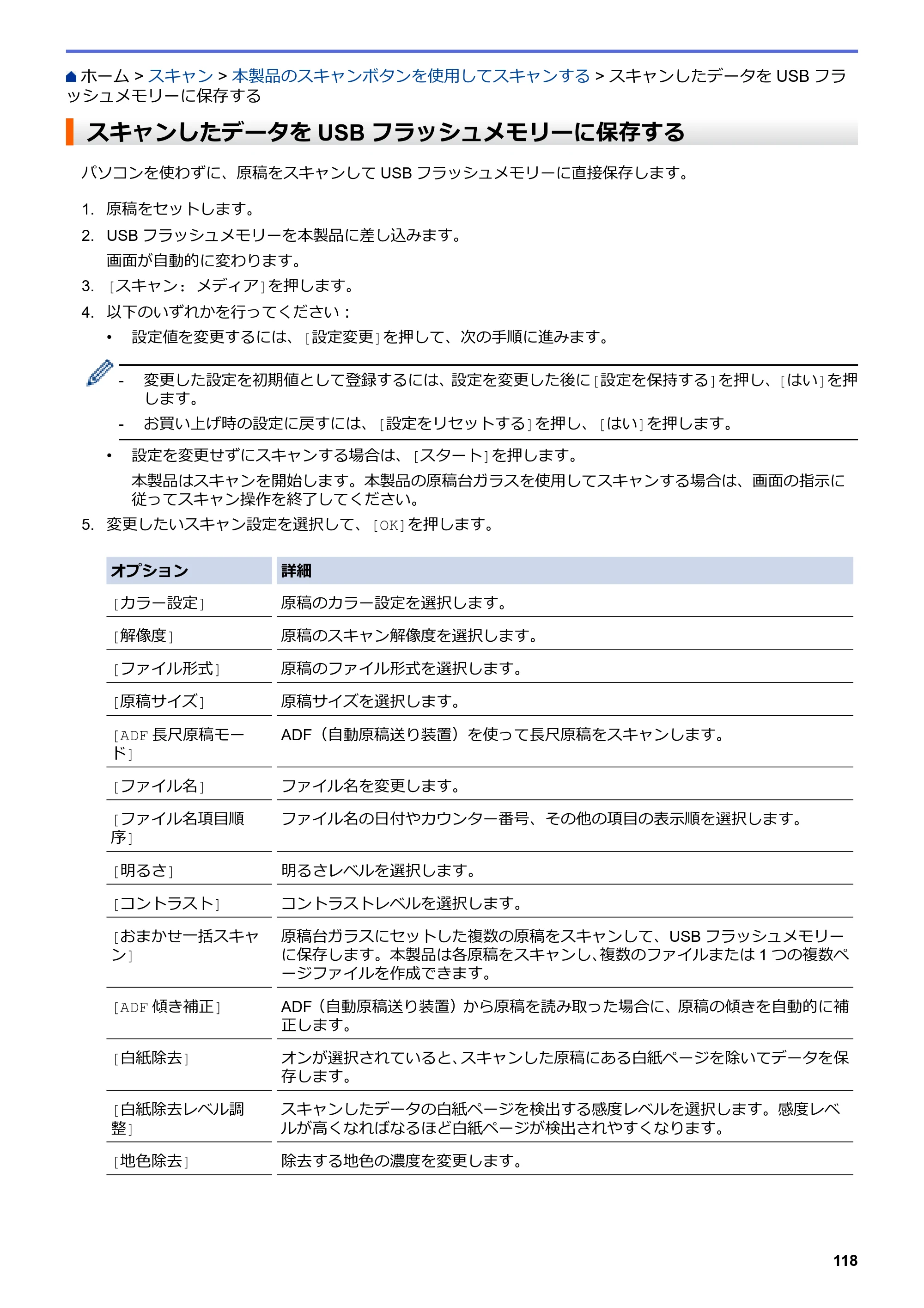 ブラザー MFC-J5630CDW オンラインユーザーズガイド（印刷用） — スキャンしたデータをUSBフラッシュメモリーに保存する — 原本ページ — 125ページ