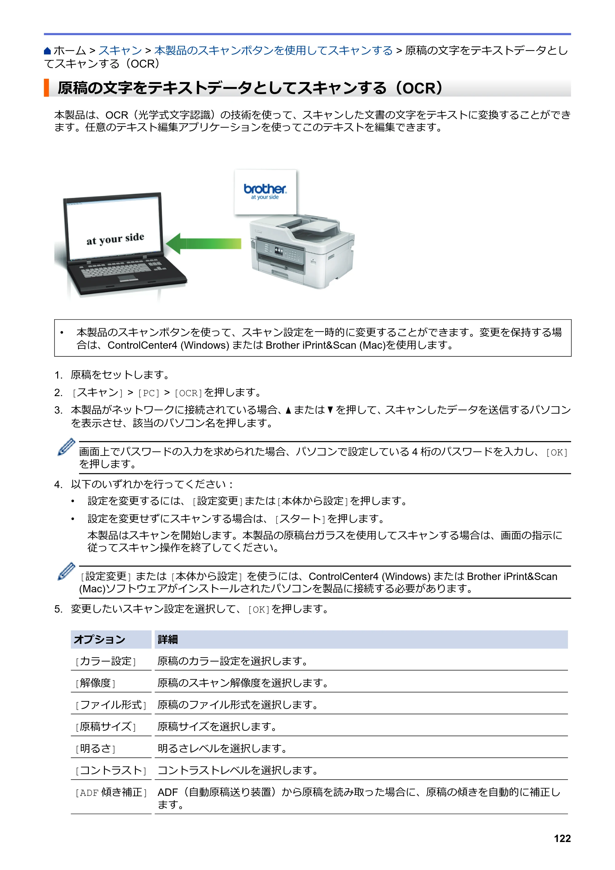 ブラザー MFC-J5630CDW オンラインユーザーズガイド（印刷用） — 原稿の文字をテキストデータとしてスキャンする（OCR） — 原本ページ — 129ページ