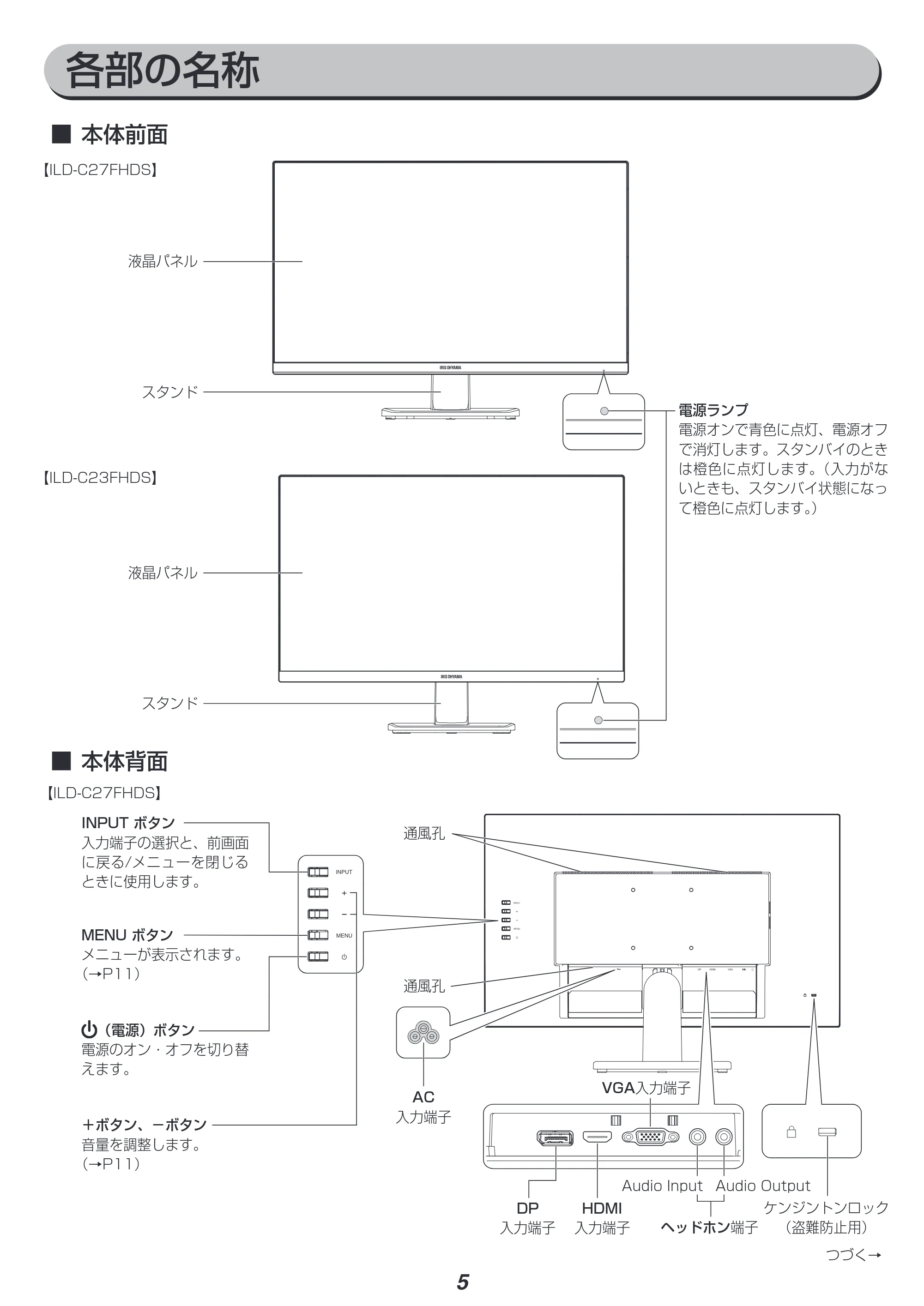 アイリスオーヤマ ILD-C23FHDS 取扱説明書 — 原本ページ — 5ページ