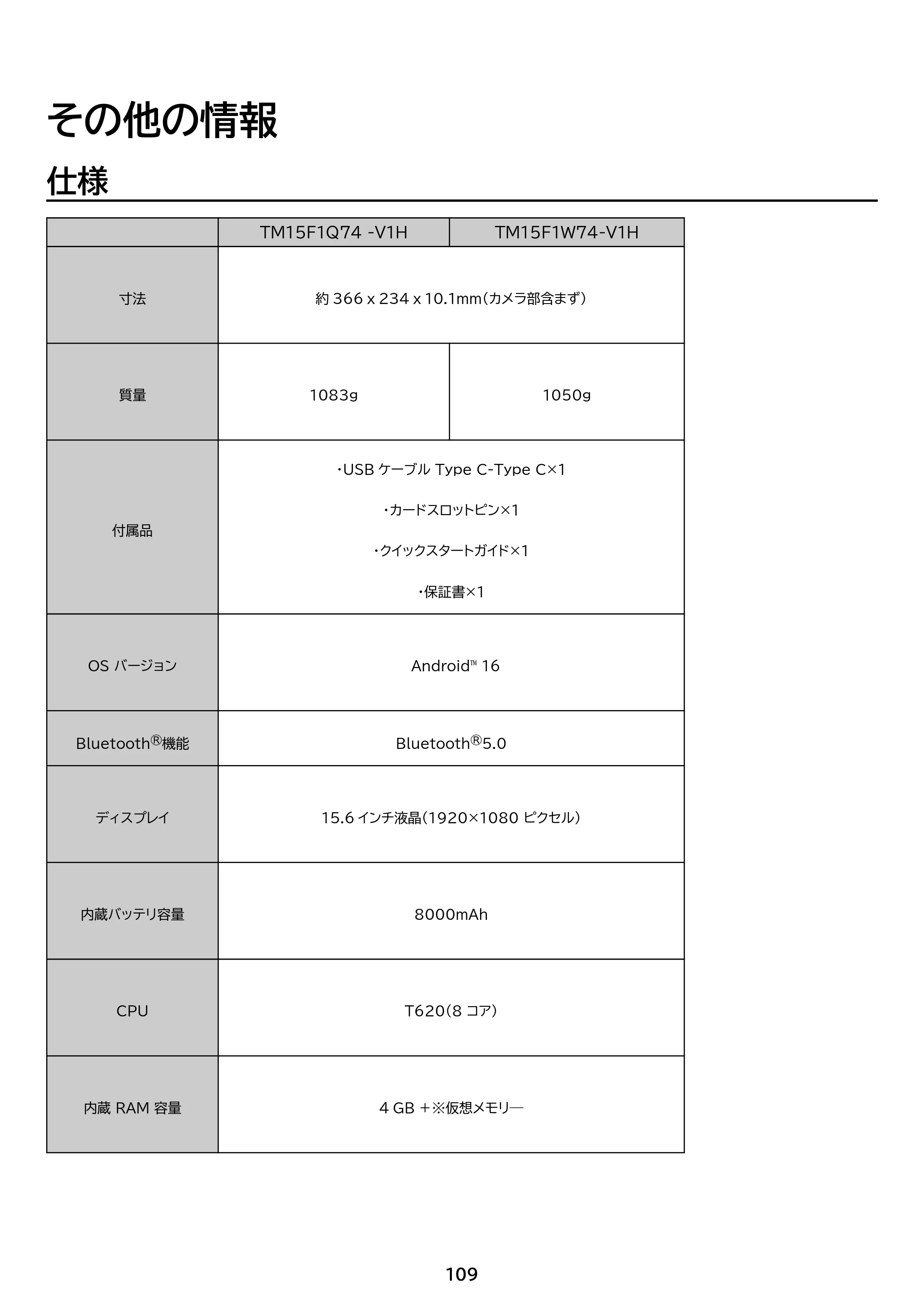 アイリスオーヤマ TM15F1Q74-V1B 取扱説明書 — 原本ページ — 109ページ