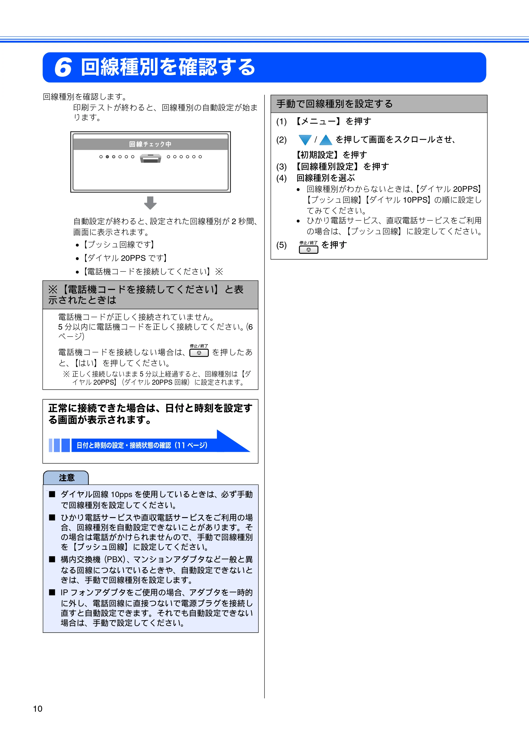 ブラザー MFC-6890CN かんたん設置ガイド — 回線種別を確認する — 原本ページ — 12ページ