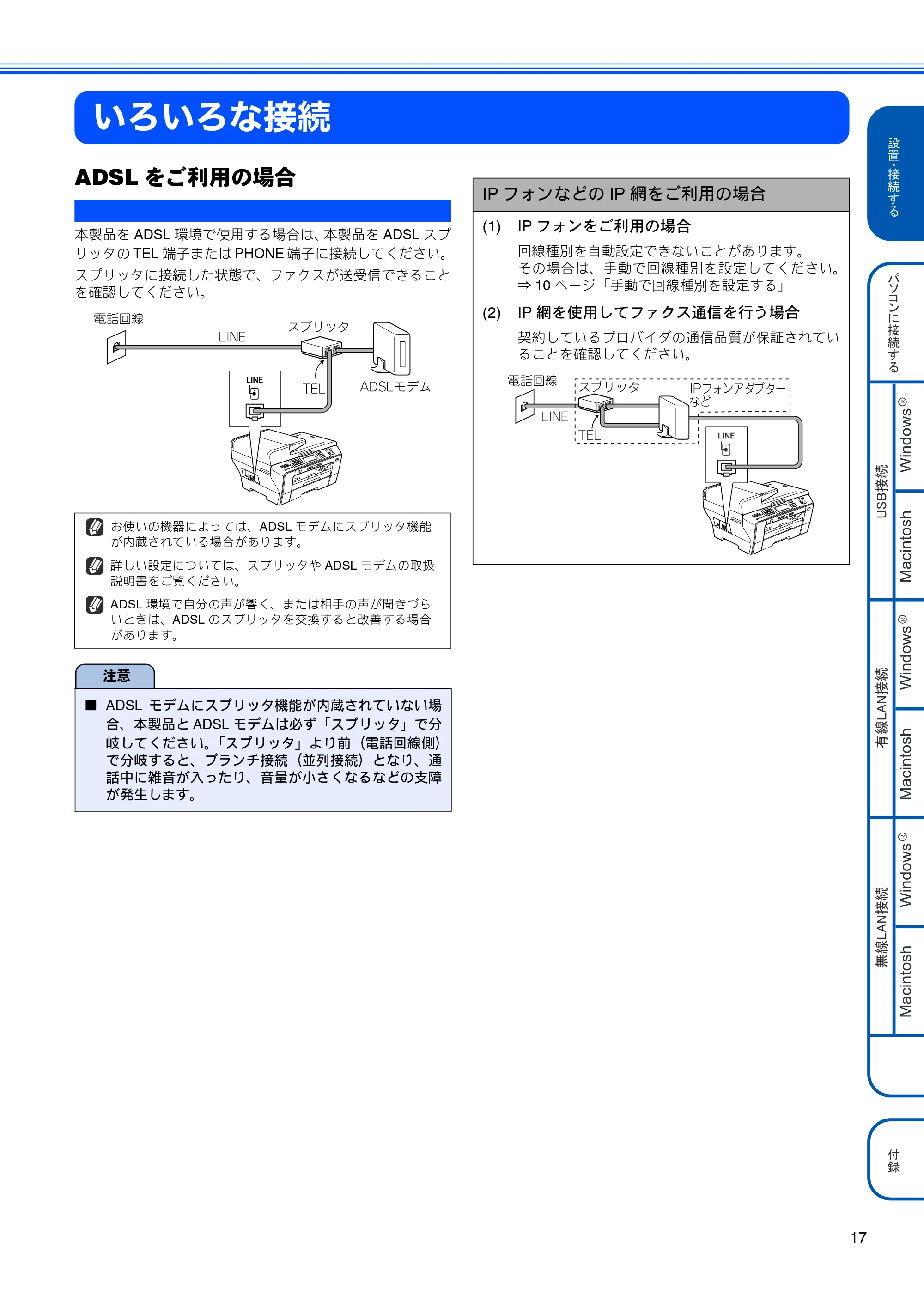ブラザー MFC-6890CN かんたん設置ガイド — いろいろな接続 — 原本ページ — 19ページ
