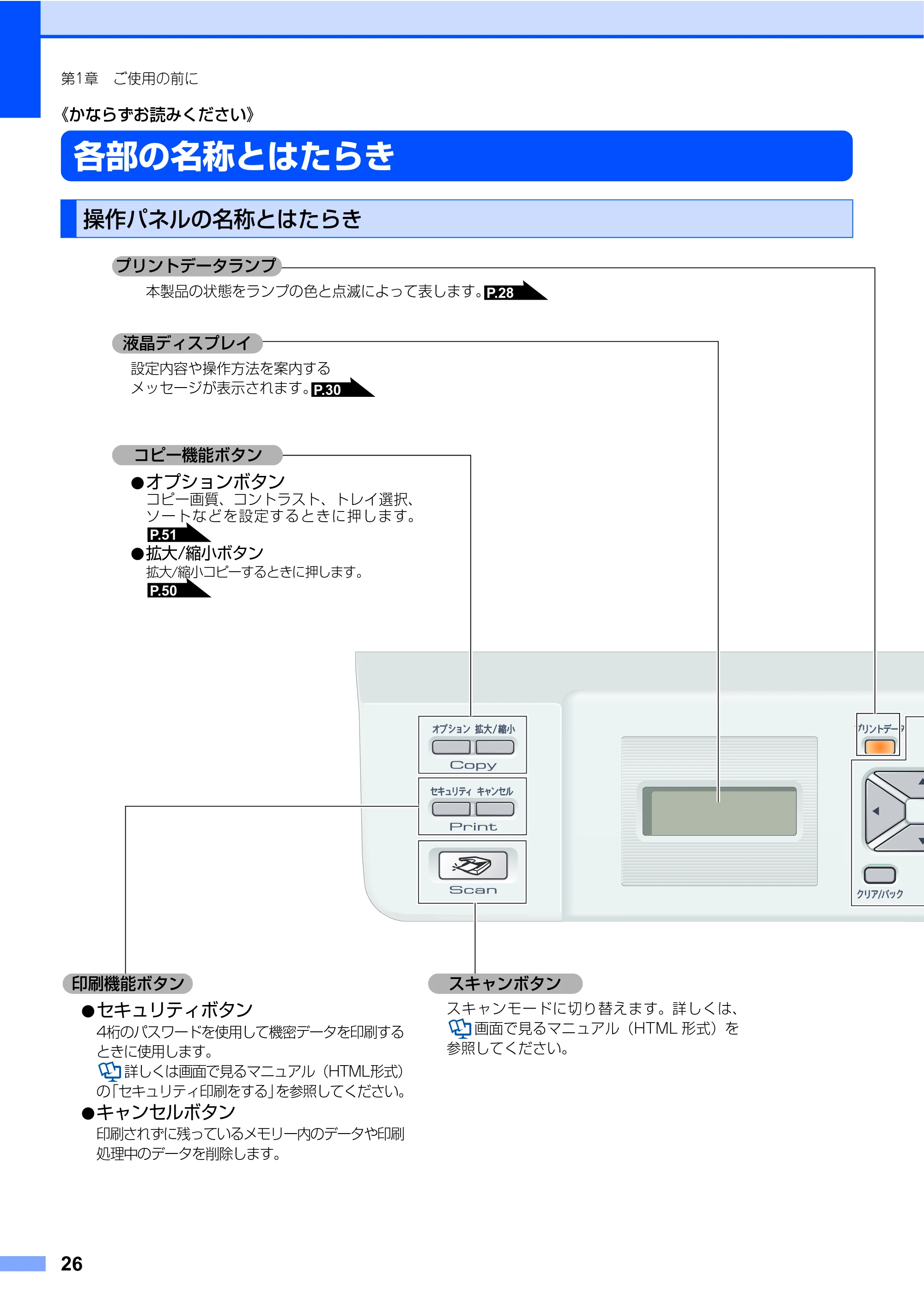 ブラザー DCP-9040CN 取扱説明書(本体) — 《かならずお読みください》 — 原本ページ — 26ページ