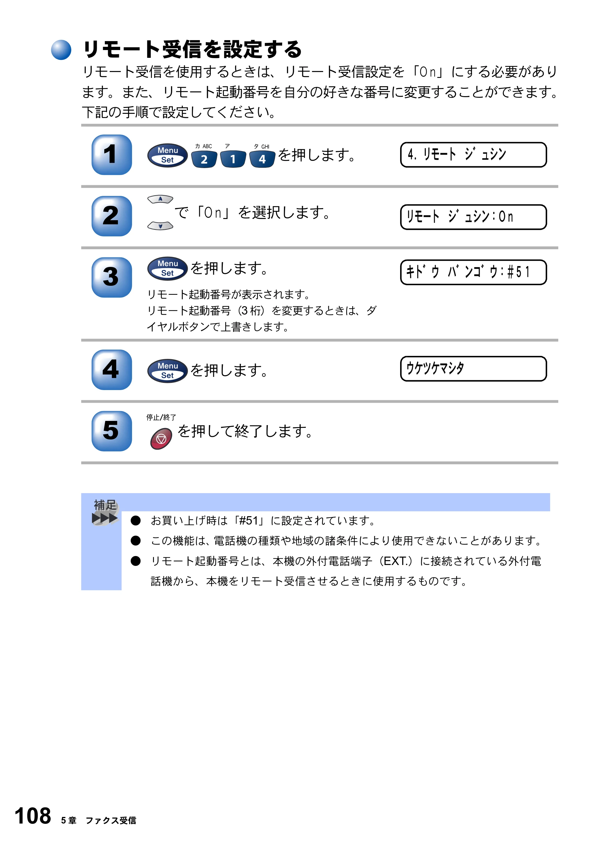 ブラザー MFC-3420J 取扱説明書（本体） — リモート受信を設定する — 原本ページ — 108ページ