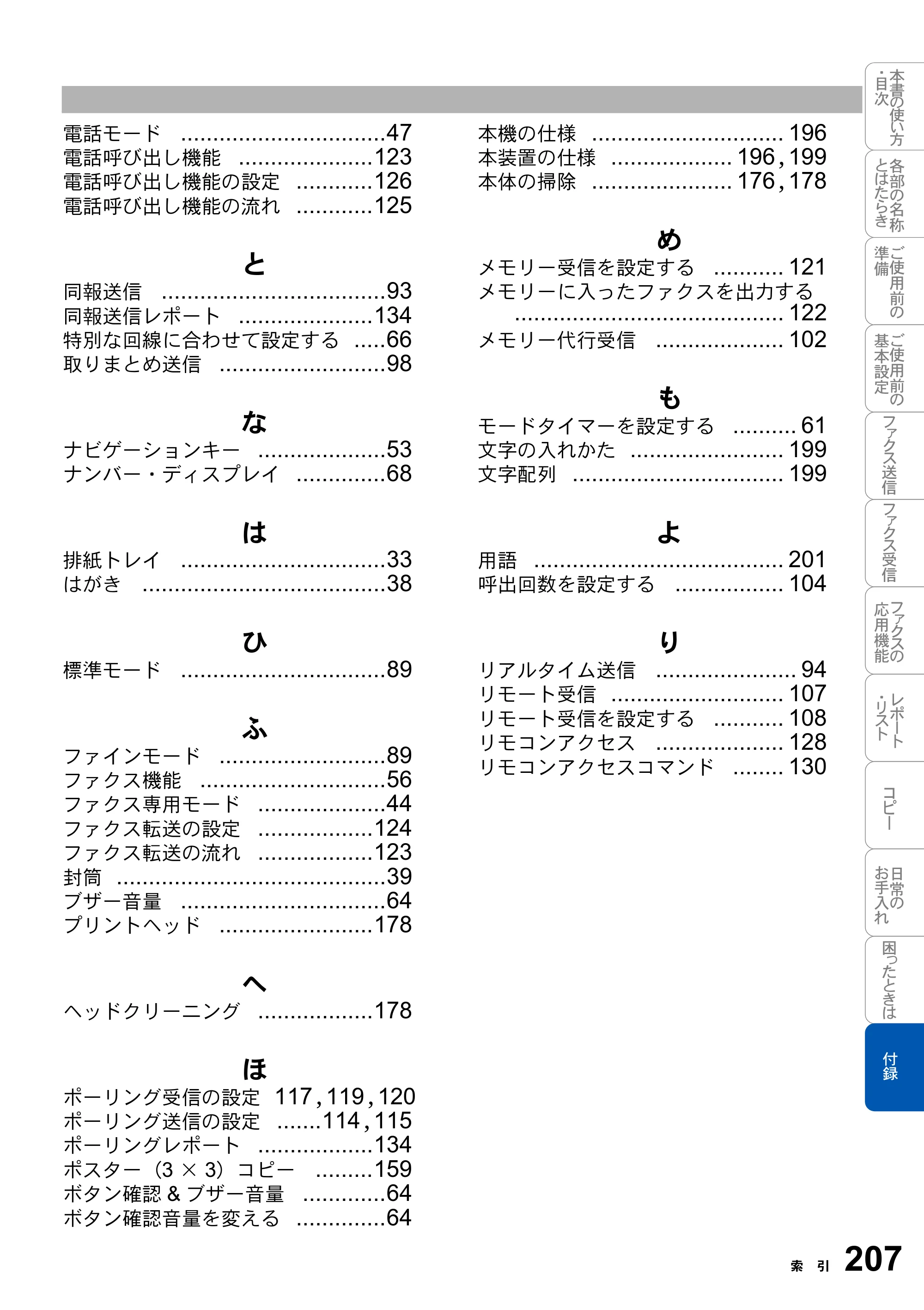 ブラザー MFC-3420J 取扱説明書（本体） — 原本ページ — 207ページ