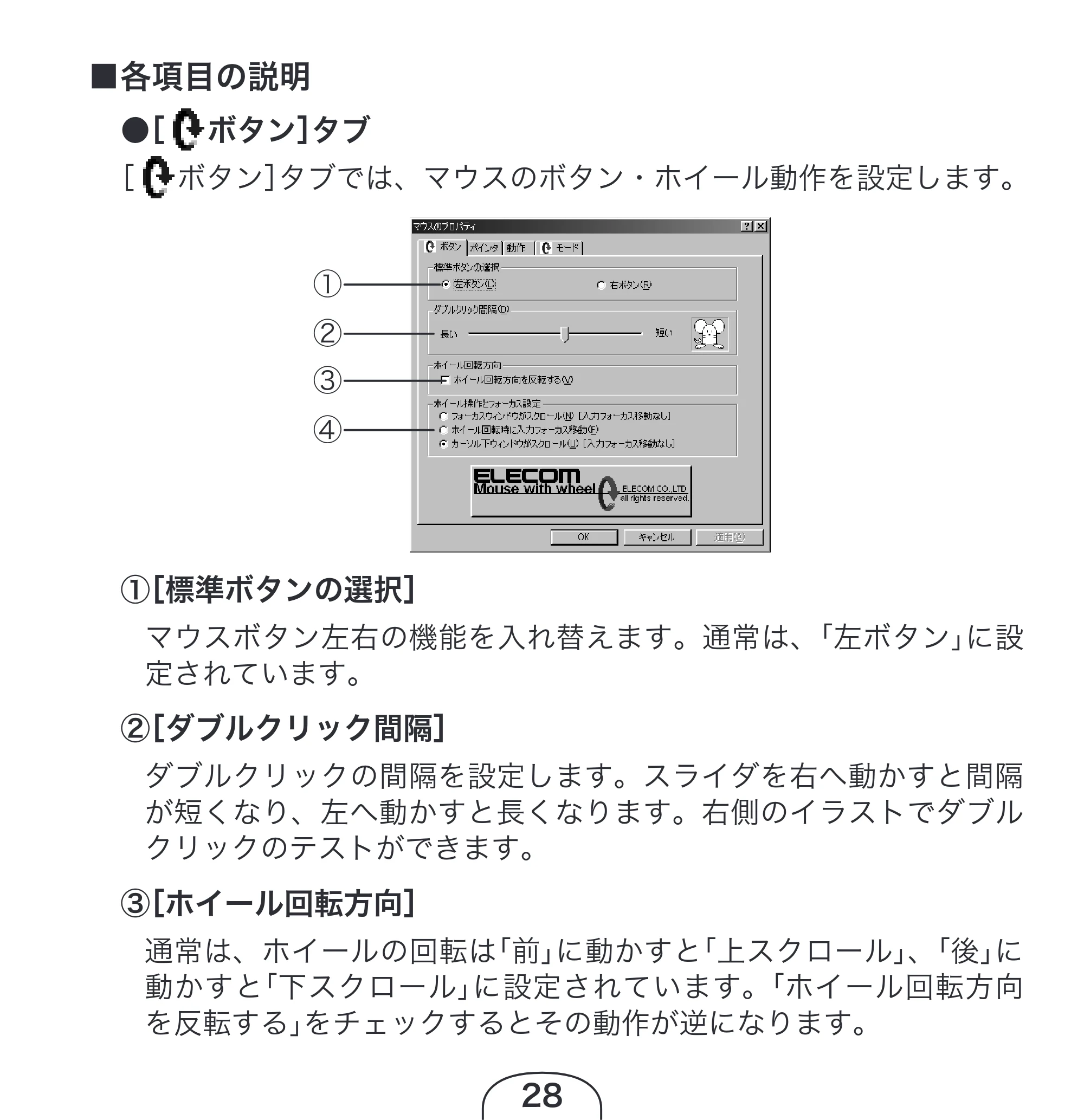 エレコム M-KD2UP2RBK / M-KD2UP2RCR / M-KD2UP2RSV 取扱説明書 [Windows] — 原本ページ — 28ページ