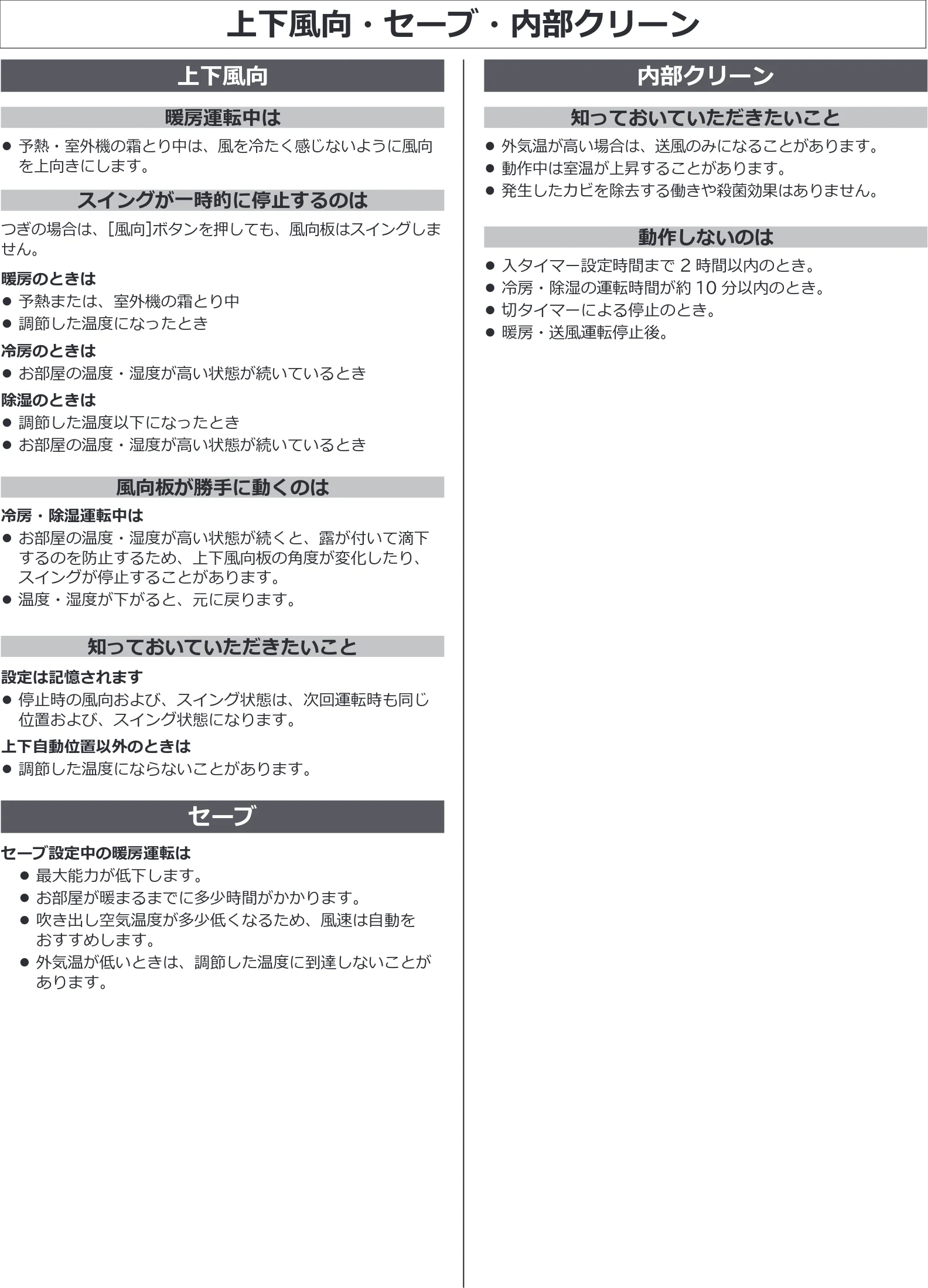 日立 RAS-BZ2226S / RAS-BZ2526S / RAS-BZ2826S 補足説明書(Web掲載のみ) — 上下風向・セーブ・内部クリーン — 図版 3-1 — 3ページ