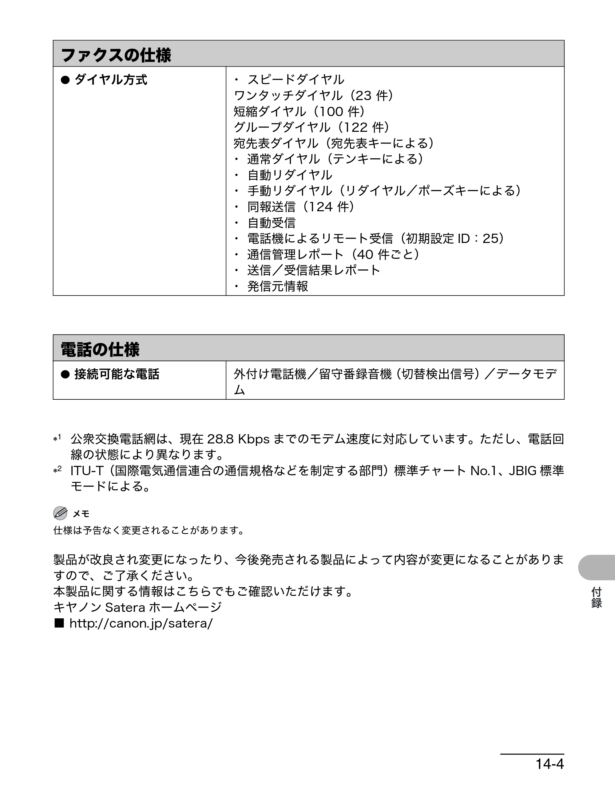 キヤノン MF6570 操作ガイド （基本編） （PDF形式／6.72Mバイト） — 電話の仕様 — 原本ページ — 168ページ
