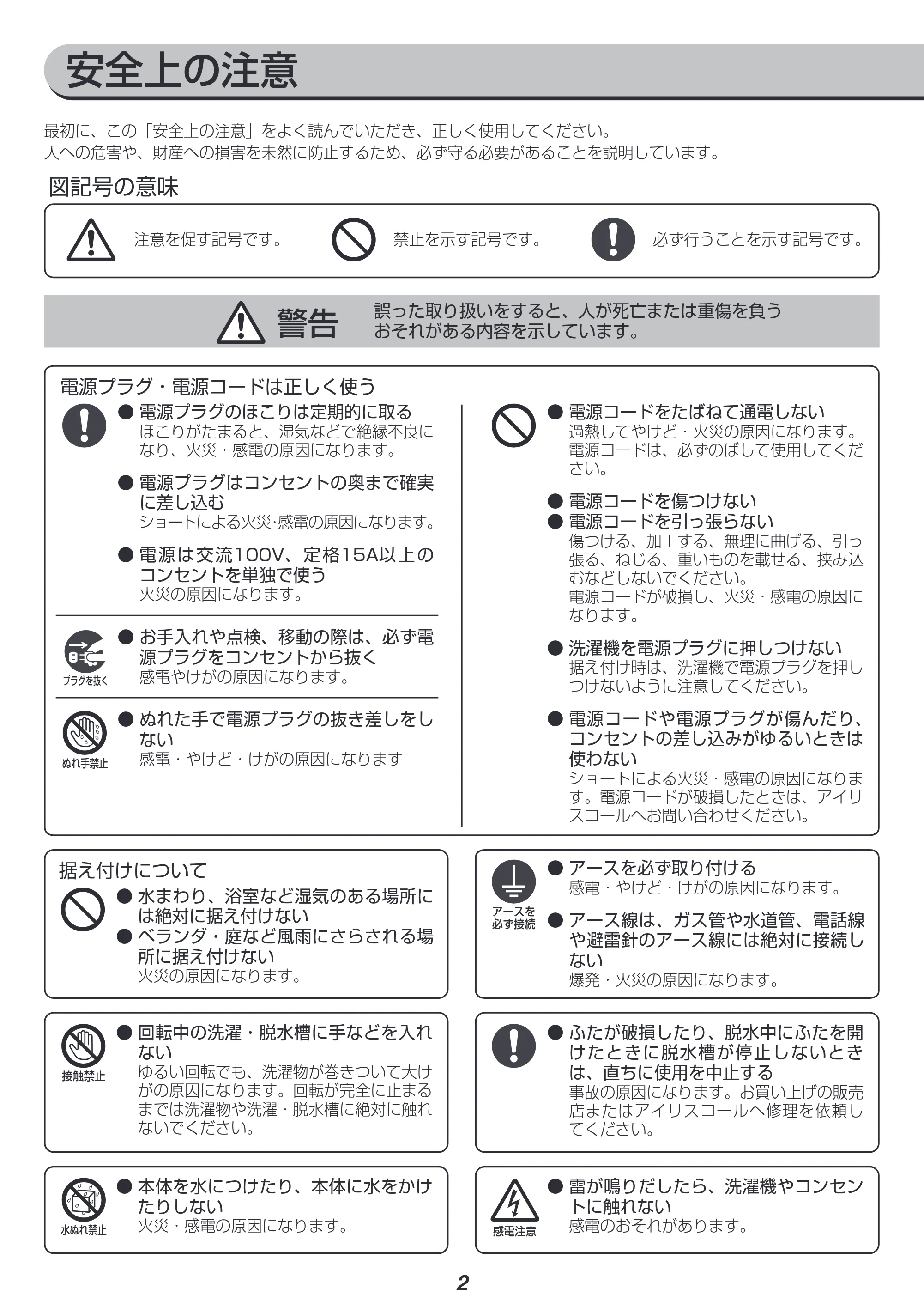 アイリスオーヤマ PAW-101E 取扱説明書 — 原本ページ — 2ページ
