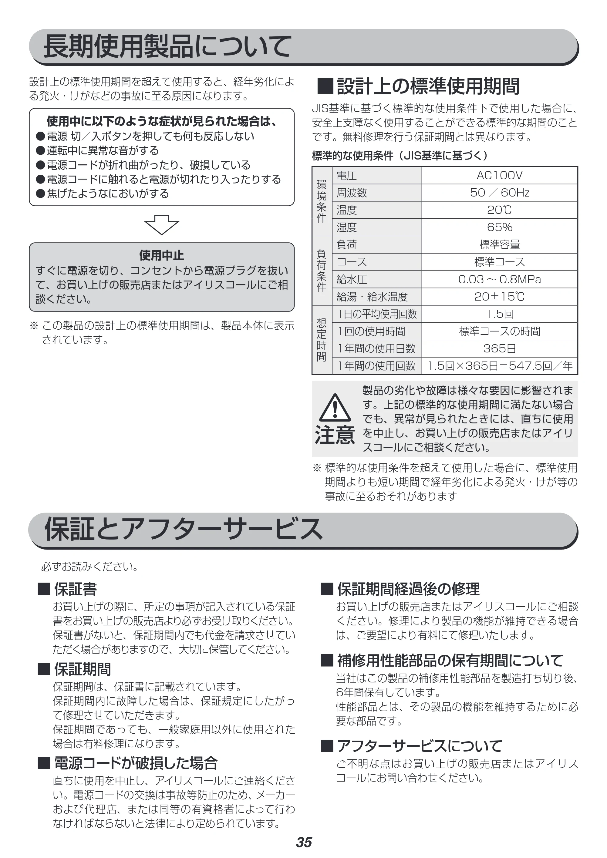 アイリスオーヤマ PAW-101E 取扱説明書 — 原本ページ — 35ページ