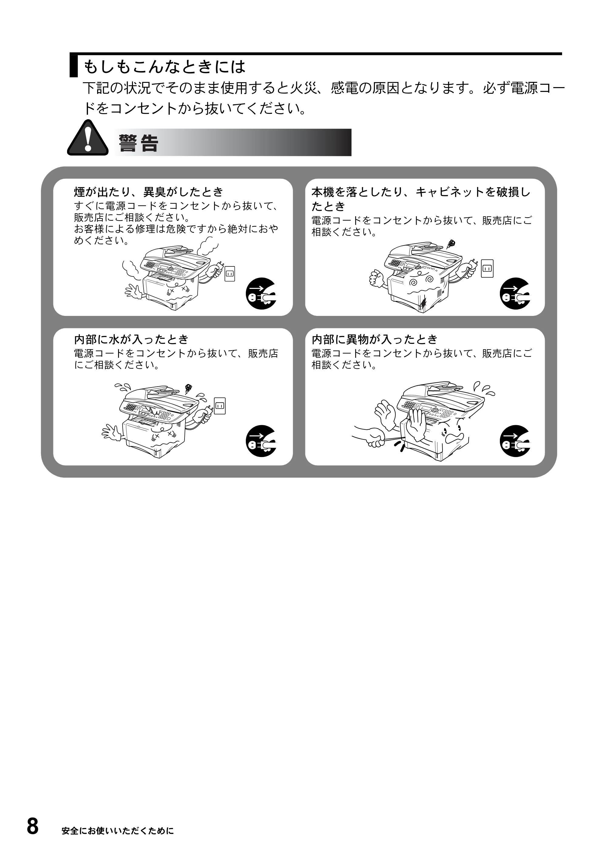 ブラザー MFC-8820J / MFC-8820JN 取扱説明書（本体） — 原本ページ — 8ページ