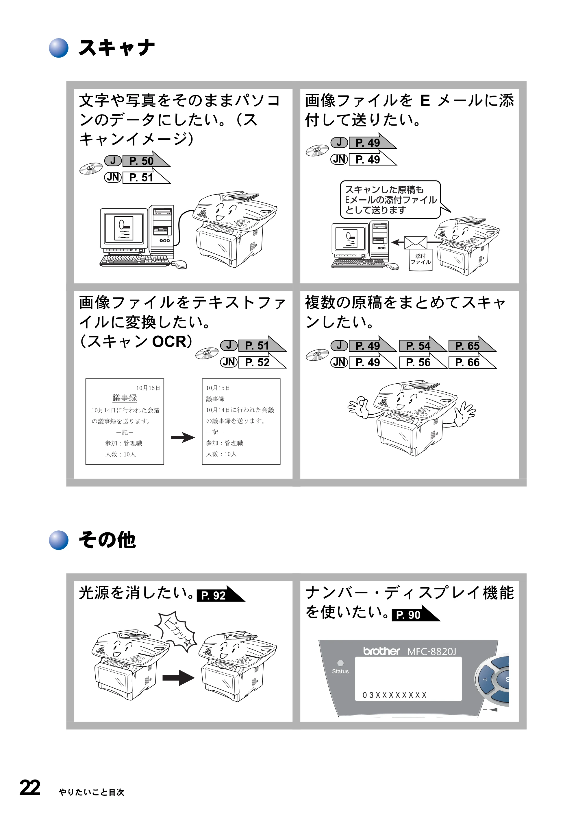 ブラザー MFC-8820J / MFC-8820JN 取扱説明書（本体） — 原本ページ — 22ページ