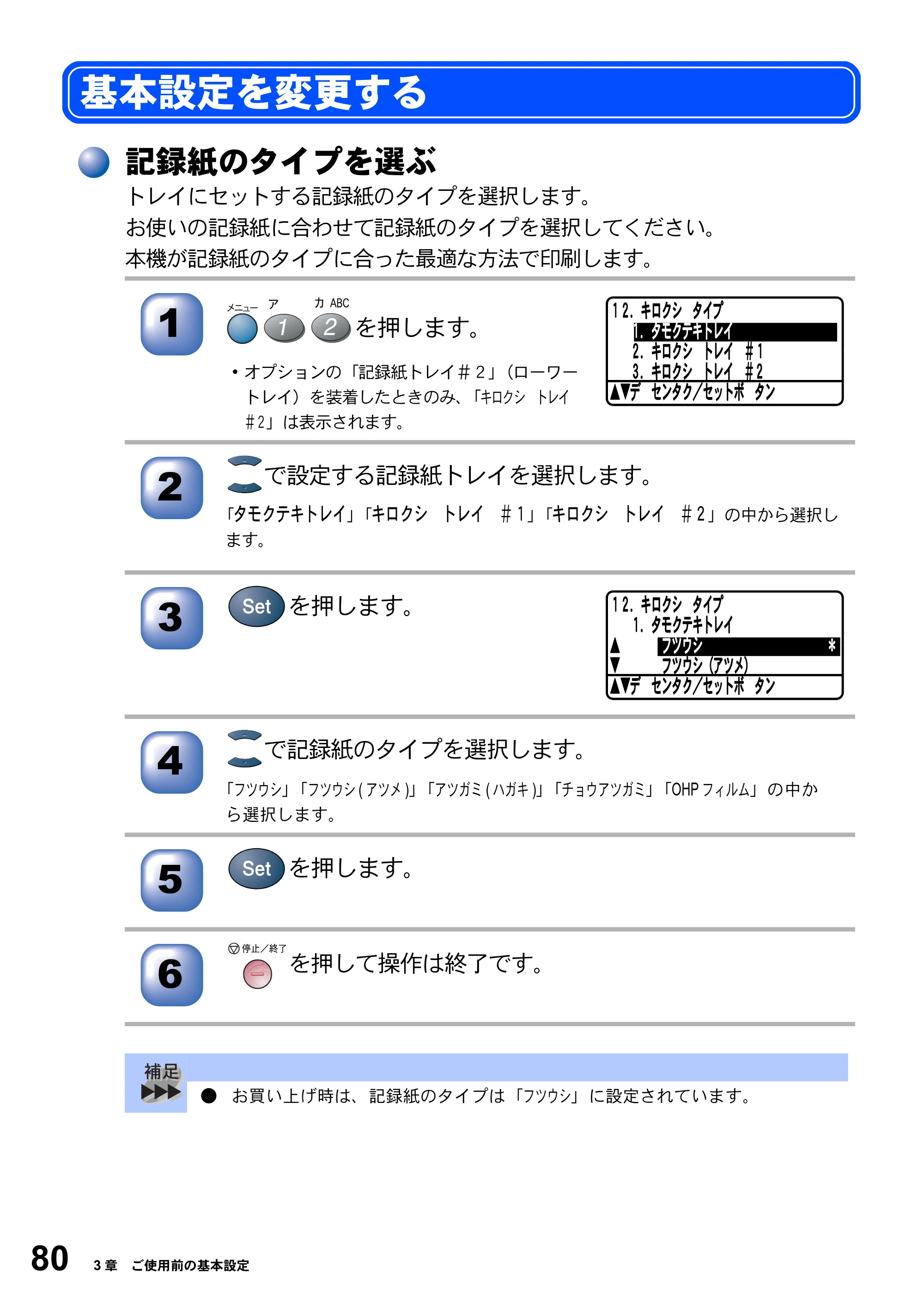 ブラザー MFC-8820J / MFC-8820JN 取扱説明書（本体） — 基本設定を変更する — 原本ページ — 80ページ