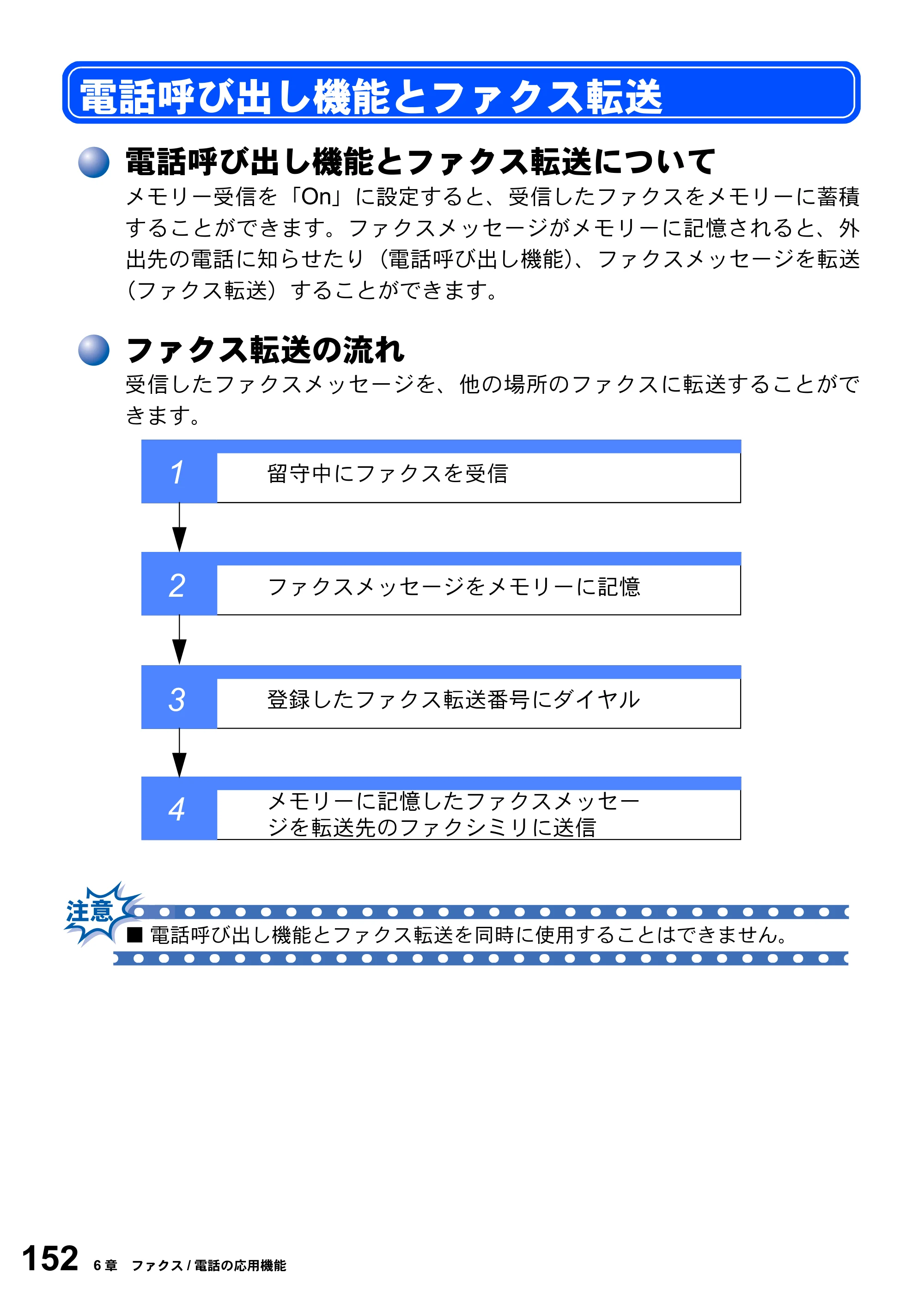 ブラザー MFC-8820J / MFC-8820JN 取扱説明書（本体） — 電話呼び出し機能とファクス転送 — 原本ページ — 152ページ