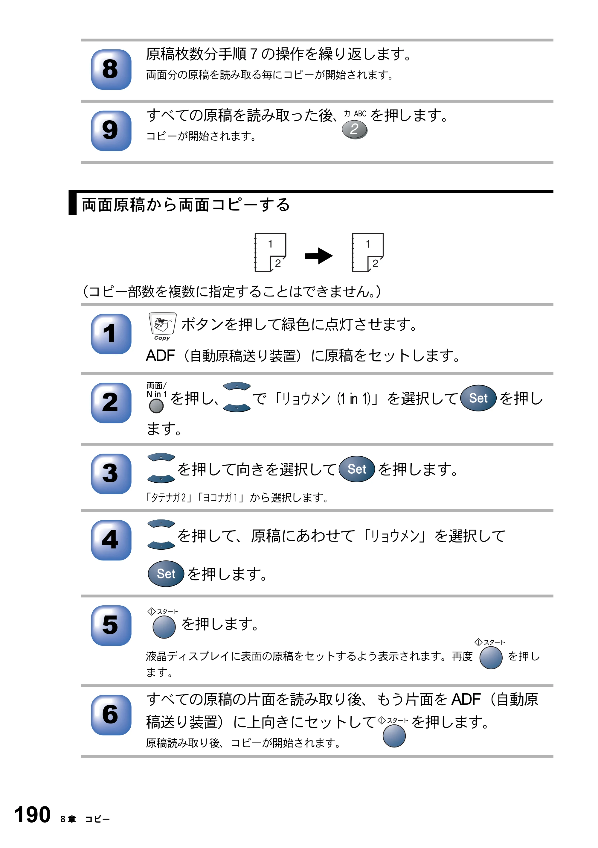 ブラザー MFC-8820J / MFC-8820JN 取扱説明書（本体） — 原本ページ — 190ページ
