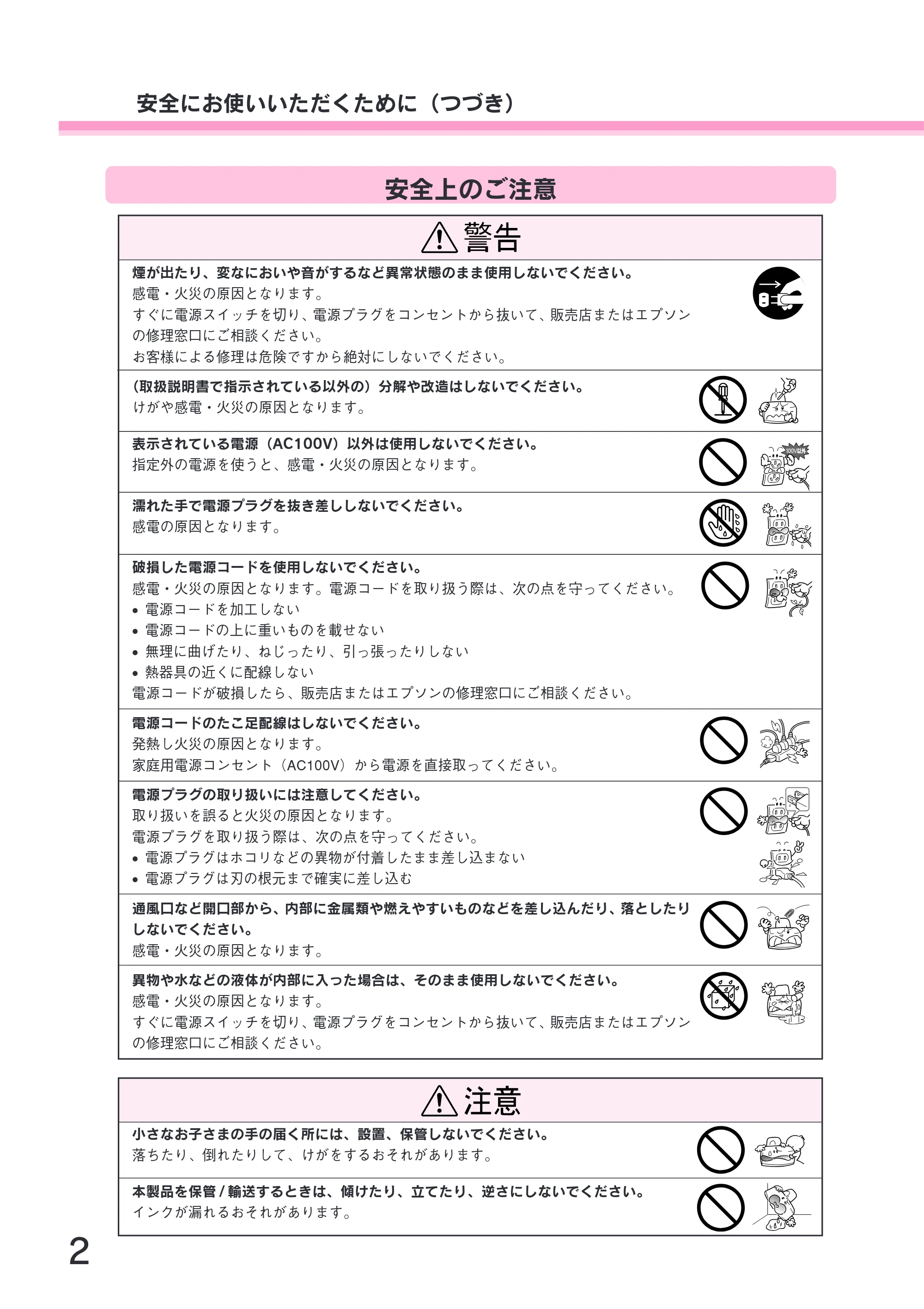 エプソン CC-600PX スタートアップガイド — 安全上のご注意 — 原本ページ — 4ページ