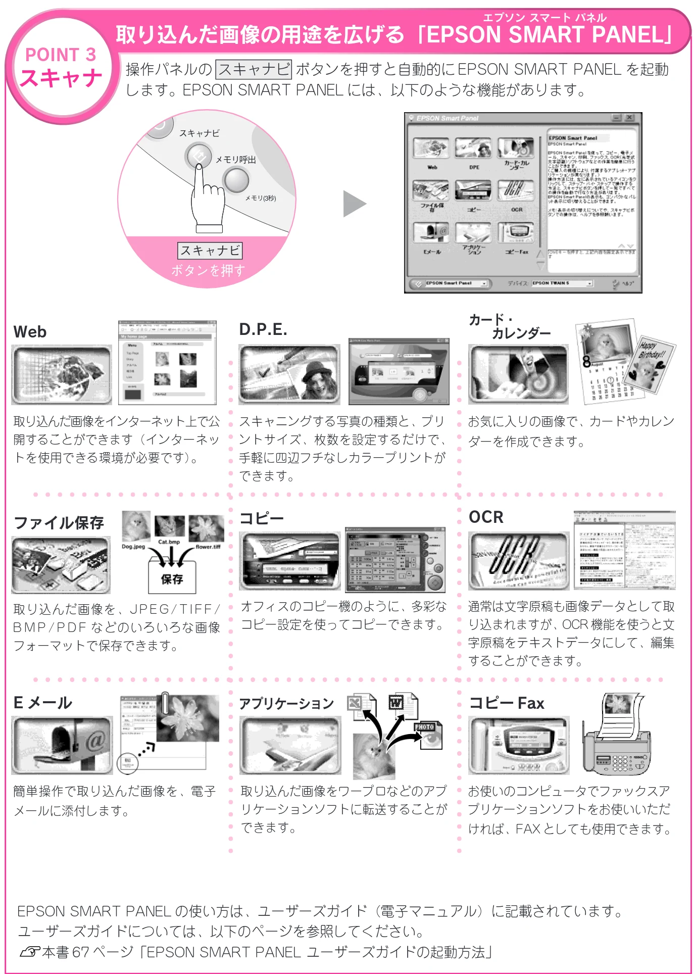エプソン CC-600PX スタートアップガイド — エプソン スマート パネル 取り込んだ画像の用途を広げる「EPSON SMART PANEL」 — 図版 9-1 — 9ページ