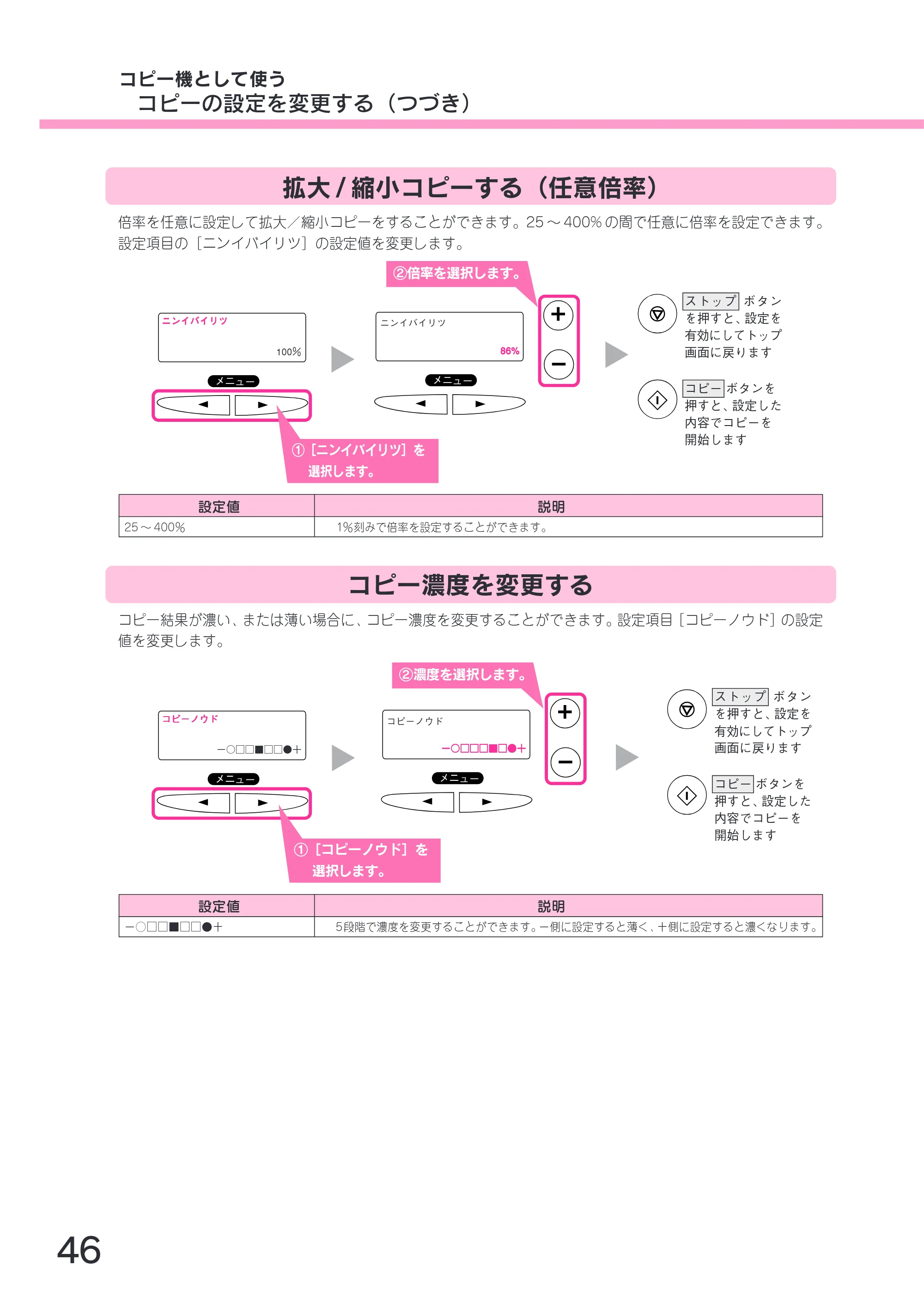 エプソン CC-600PX スタートアップガイド — 拡大/縮小コピーする（任意倍率） — 原本ページ — 48ページ