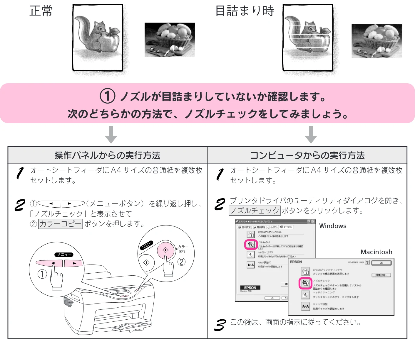 エプソン CC-600PX スタートアップガイド — きれいにコピー/印刷できない — 図版 89-1 — 89ページ