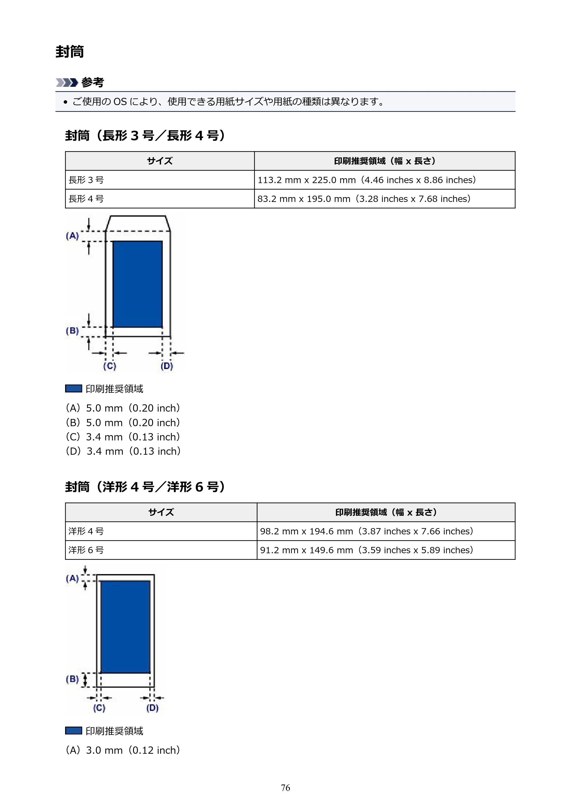 キヤノン PIXUS iX6830 iX6830 （PDF） オンラインマニュアル - 取扱説明書 - （Windows） 2026年5月21日更新（PDF：6.7MB） — 封筒 — 原本ページ — 76ページ