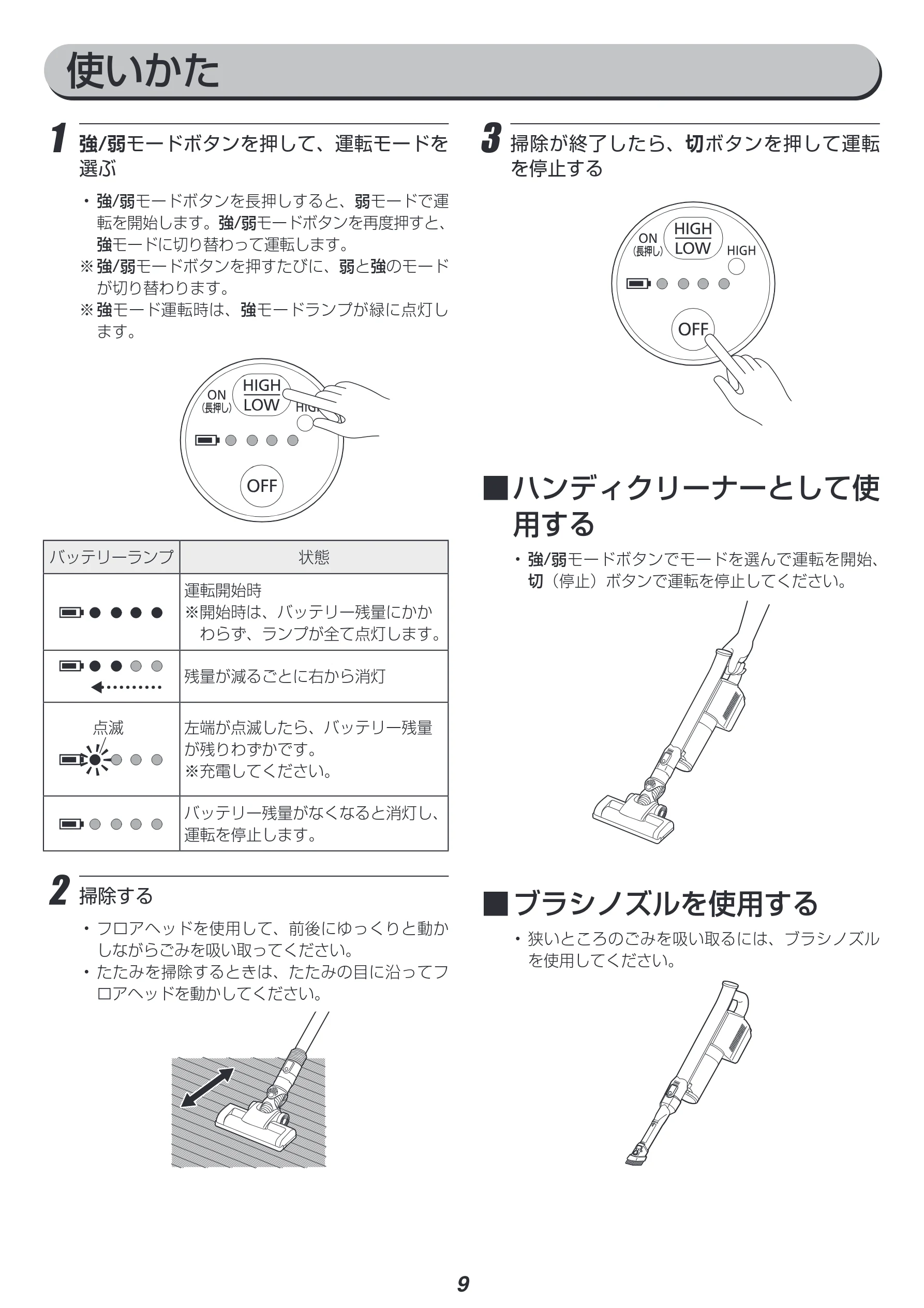 アイリスオーヤマ SCD-143P-HA 取扱説明書 — 使いかた — 図版 9-1 — 9ページ