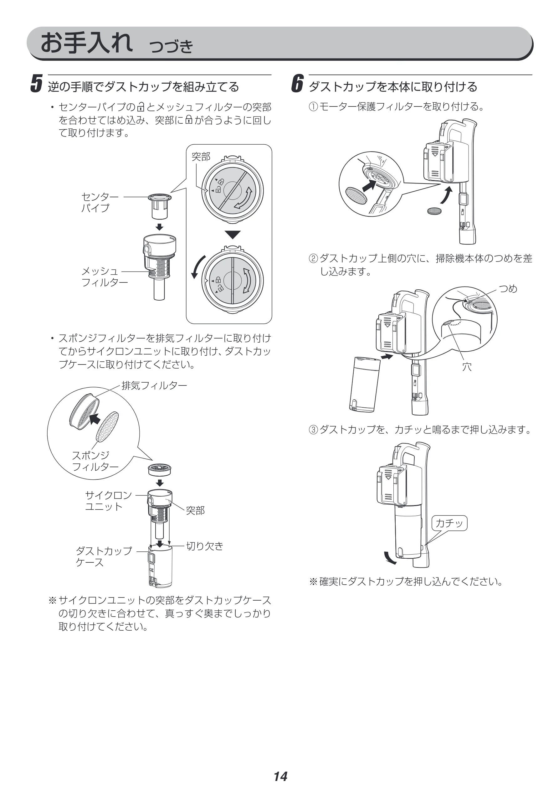 アイリスオーヤマ SCD-143P-HA 取扱説明書 — お手入れ つづき — 図版 14-1 — 14ページ