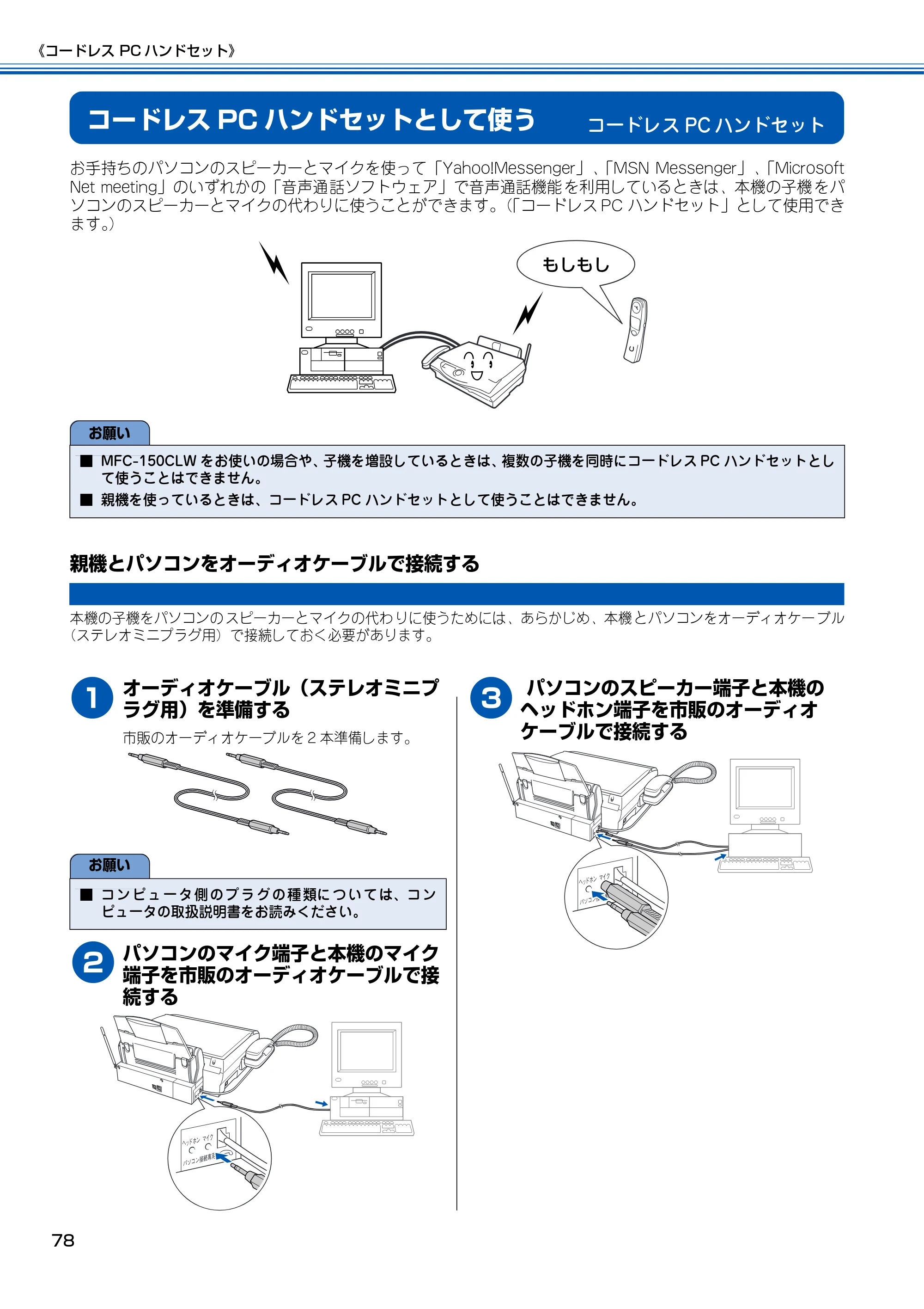 ブラザー MFC-150CL / MFC-150CLW ユーザーズガイド ～パソコン活用編～ — コードレスPCハンドセット — 原本ページ — 79ページ