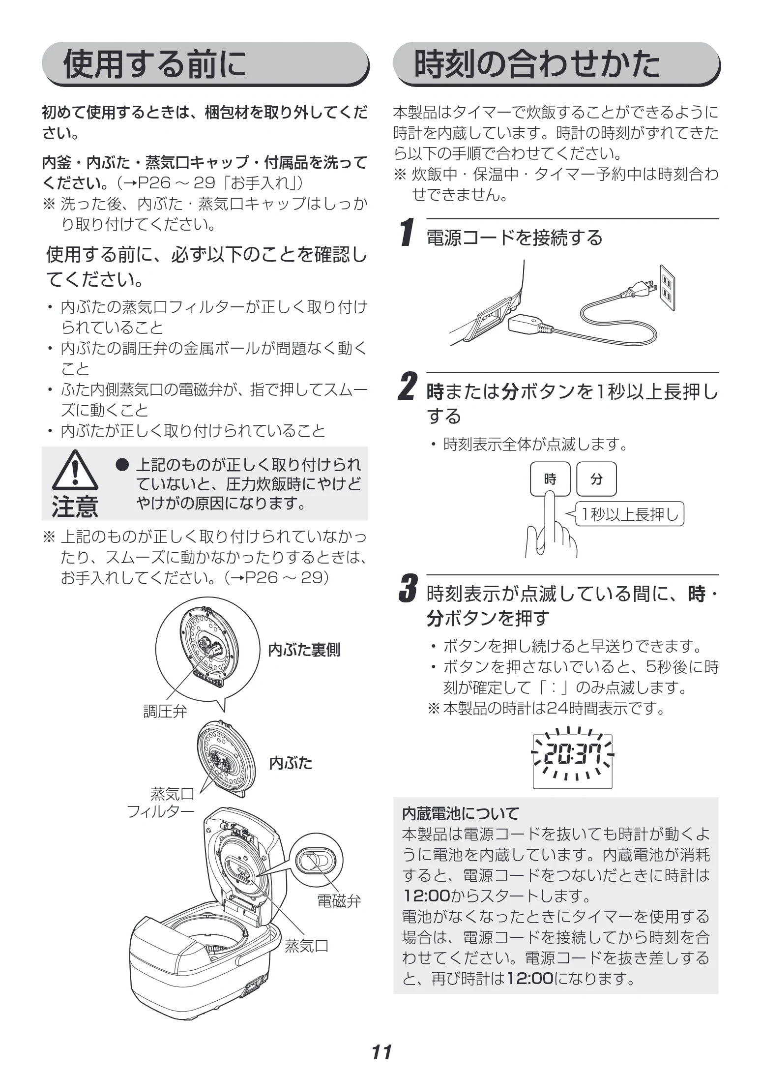 アイリスオーヤマ RC-PH30 取扱説明書 — 使用する前に — 図版 11-1 — 11ページ