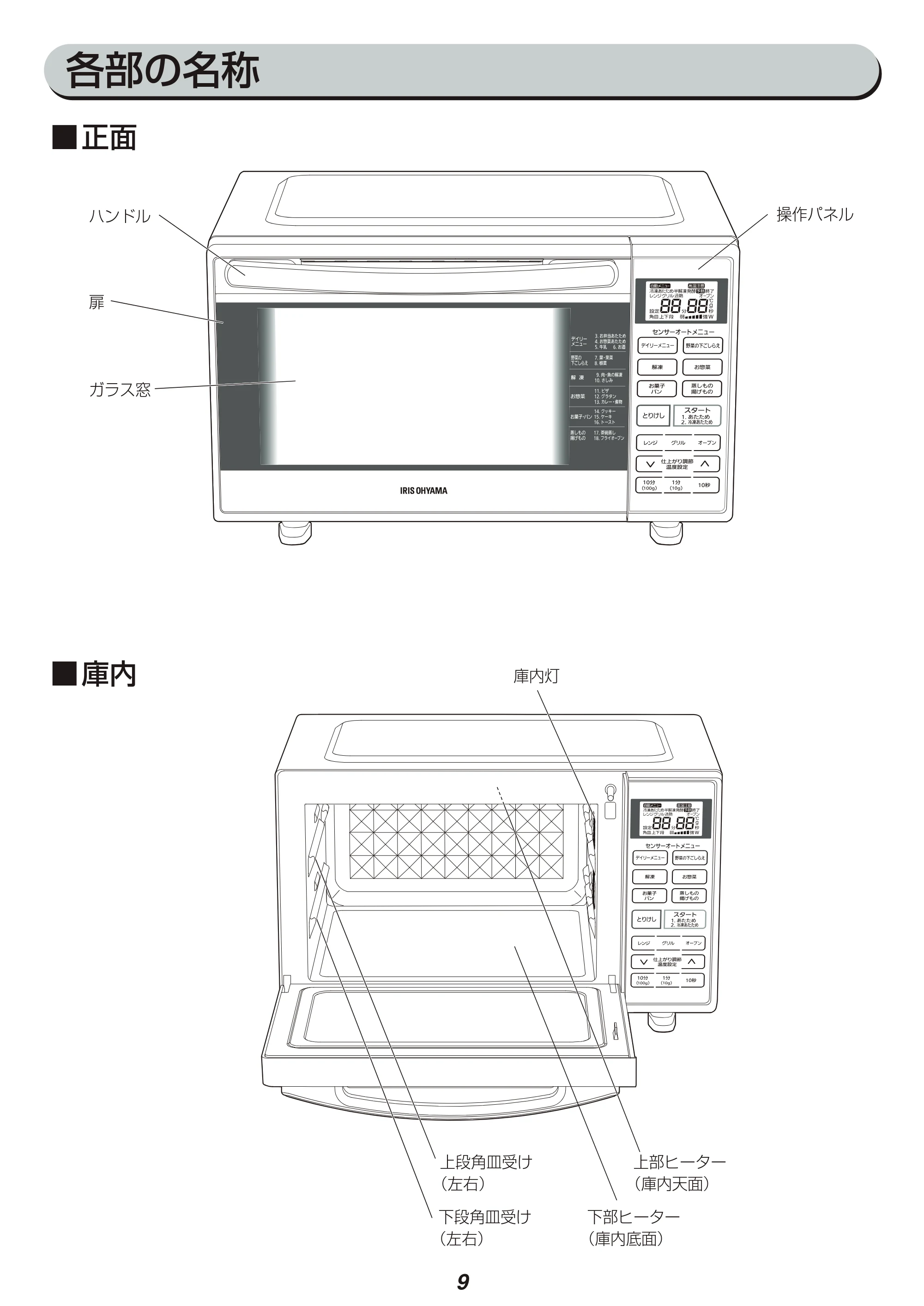 アイリスオーヤマ MO-F1801-WPG 取扱説明書 — 原本ページ — 9ページ