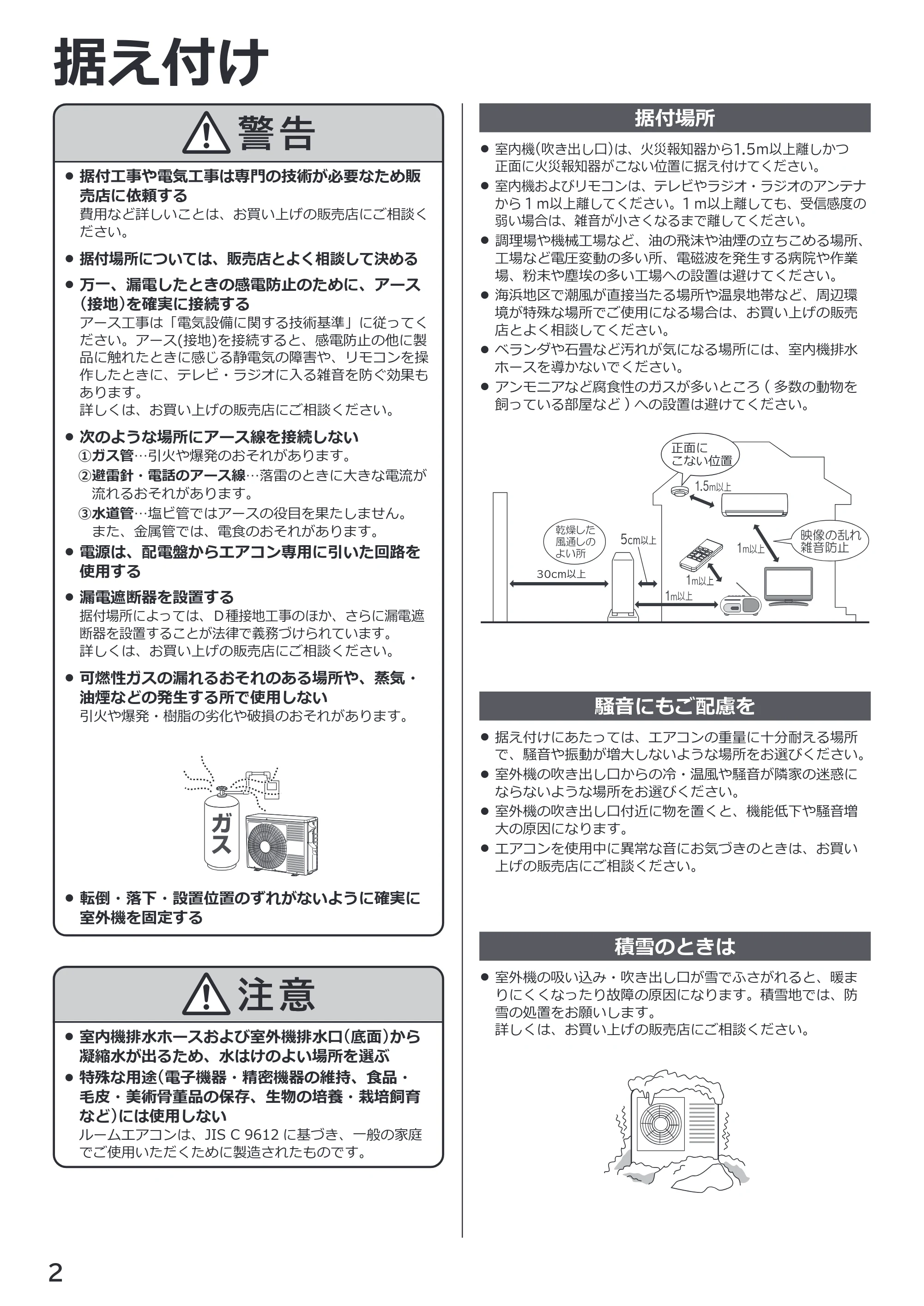 日立 RAS-ER2226S / RAS-ER2526S / RAS-ER2826S 取扱説明書 — 据え付け — 原本ページ — 2ページ