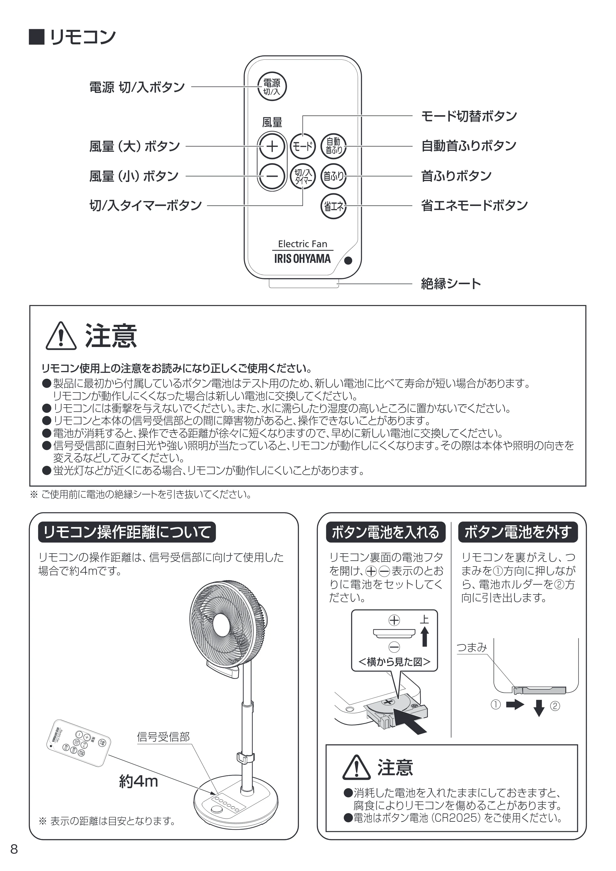 アイリスオーヤマ LFDJ-301H 取扱説明書 — 原本ページ — 8ページ